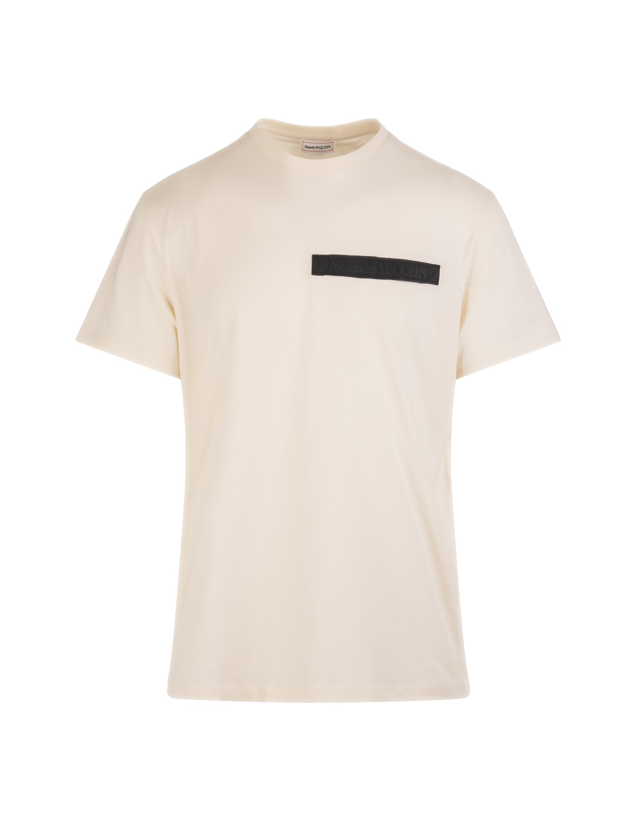 Alexander McQueen Man Vanilla T-shirt With Selvedge Logo Band