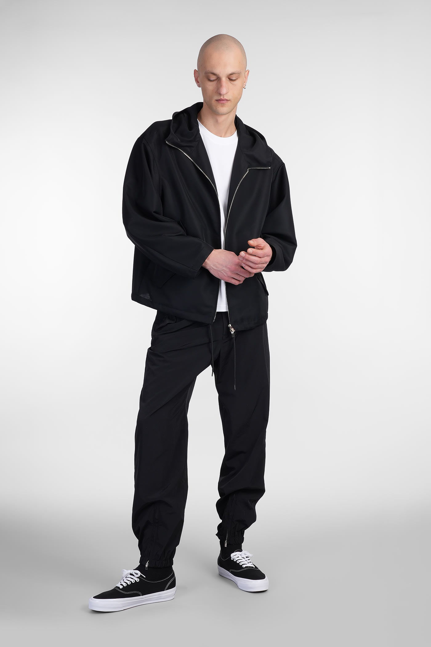 Attachment Casual Jacket In Black Wool In Black