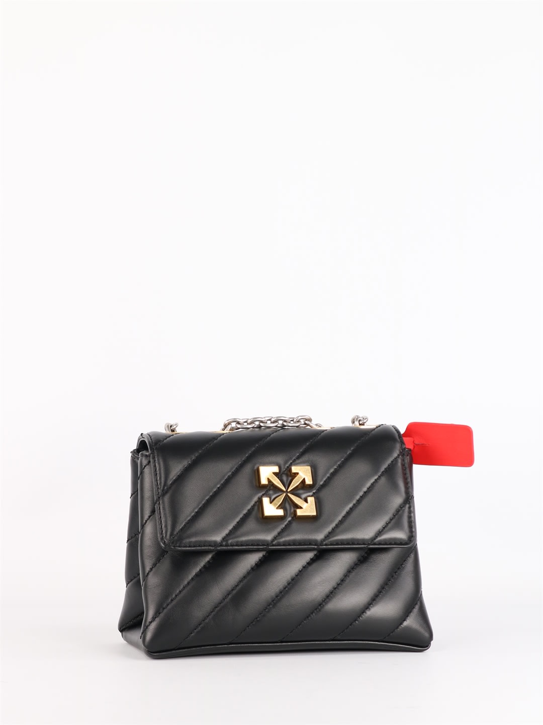 Off-White Medium Bag In Black Leather With Logo