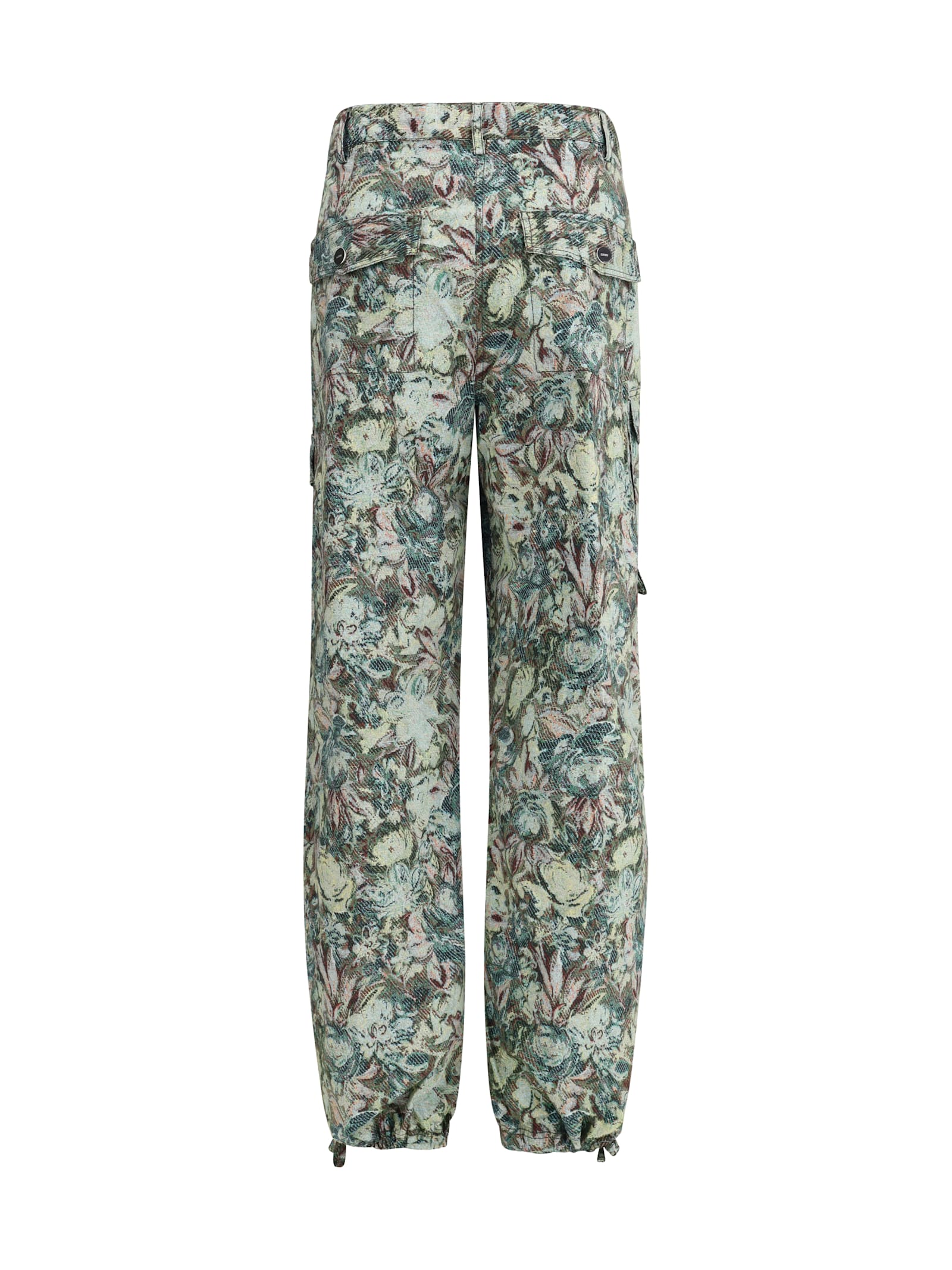 Ganni Women Printed Stretched Cotton Pants In Green