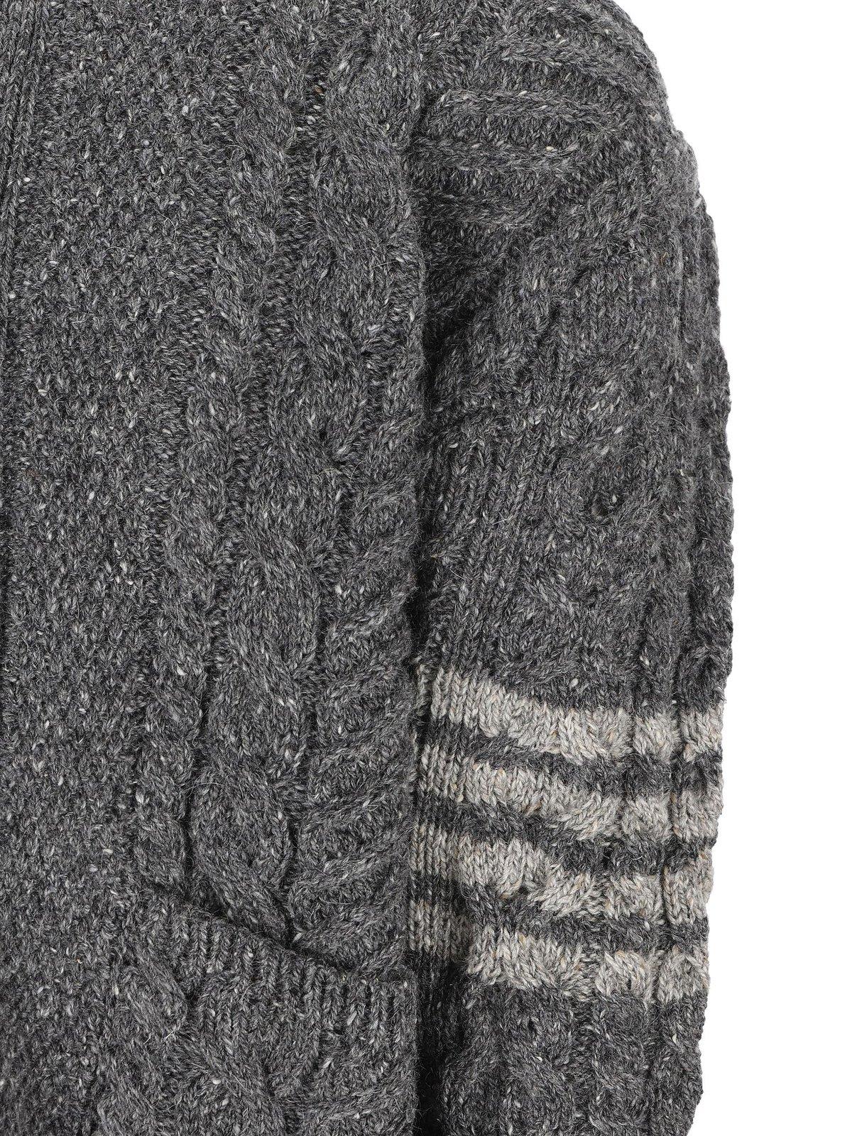 Shop Thom Browne Button-up Knit Cardigan In Grey