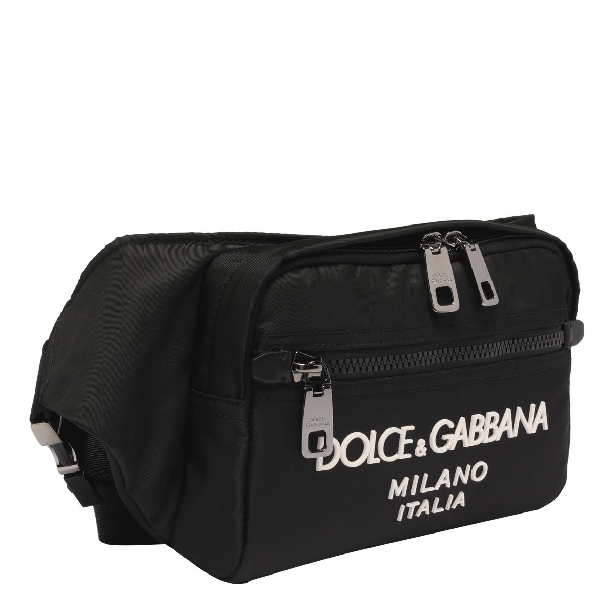 Shop Dolce & Gabbana Rubberized Logo Small Belt Bag In Black