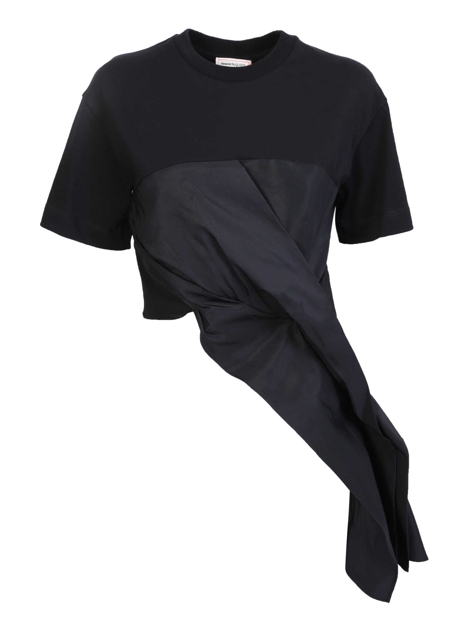 Shop Alexander Mcqueen Asymmetric T-shirt In Black
