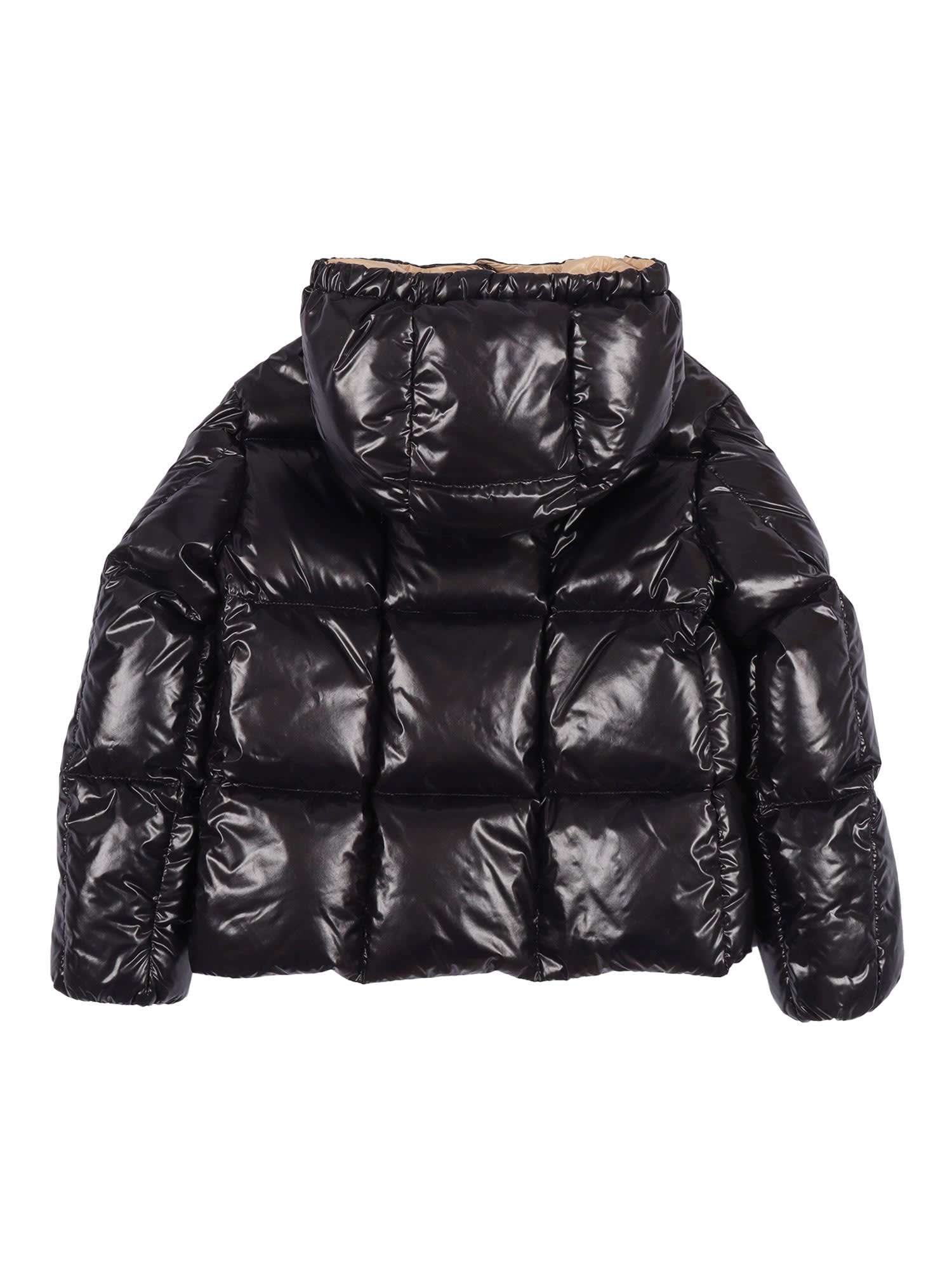 Moncler Black Parana Down Jacket For Girl With Logo In Black