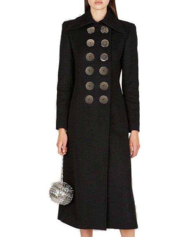 Paco Rabanne Pointed-collar Buttoned Coat