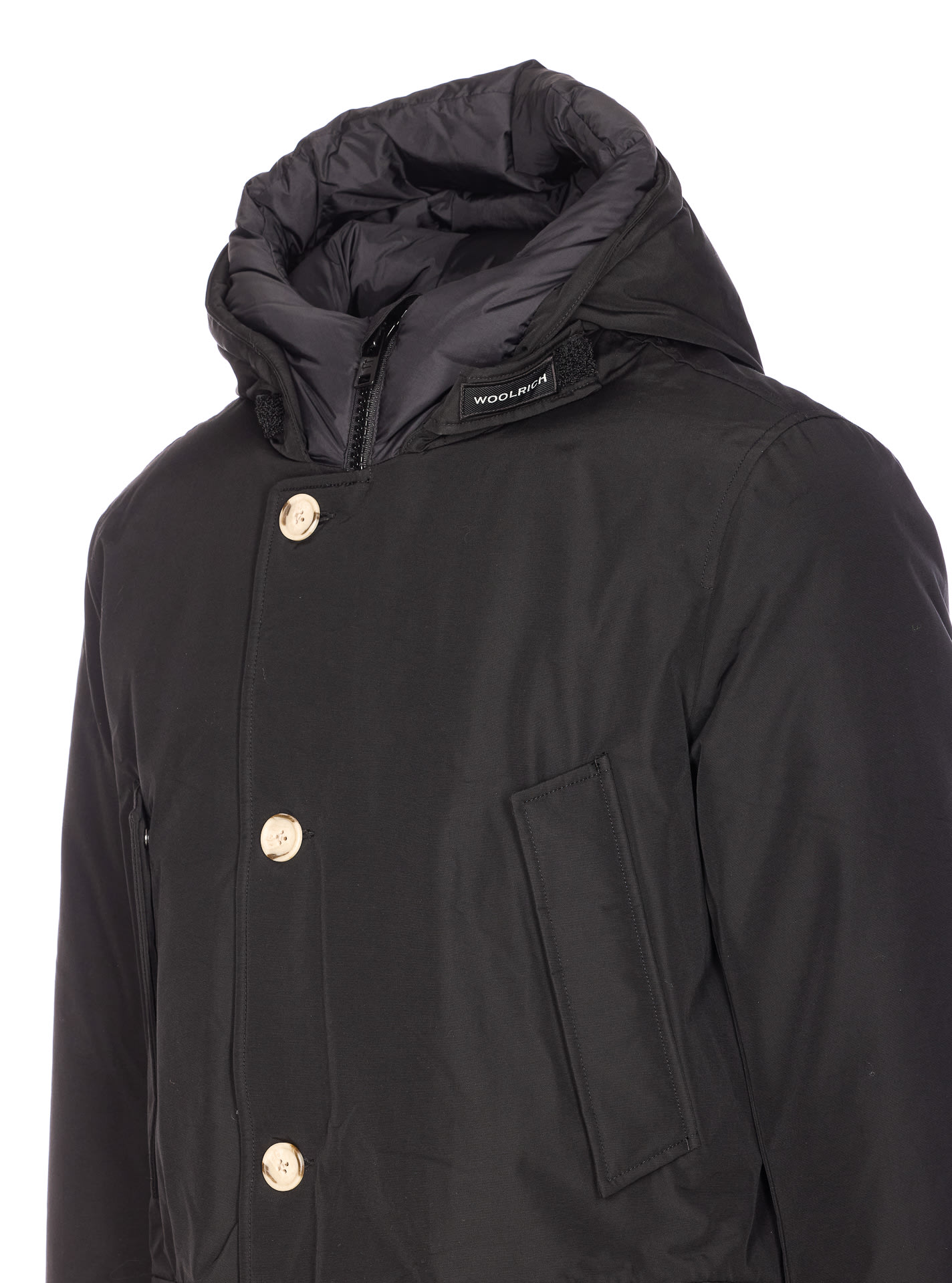 Woolrich Arctic Flap-pocket Coat In Black