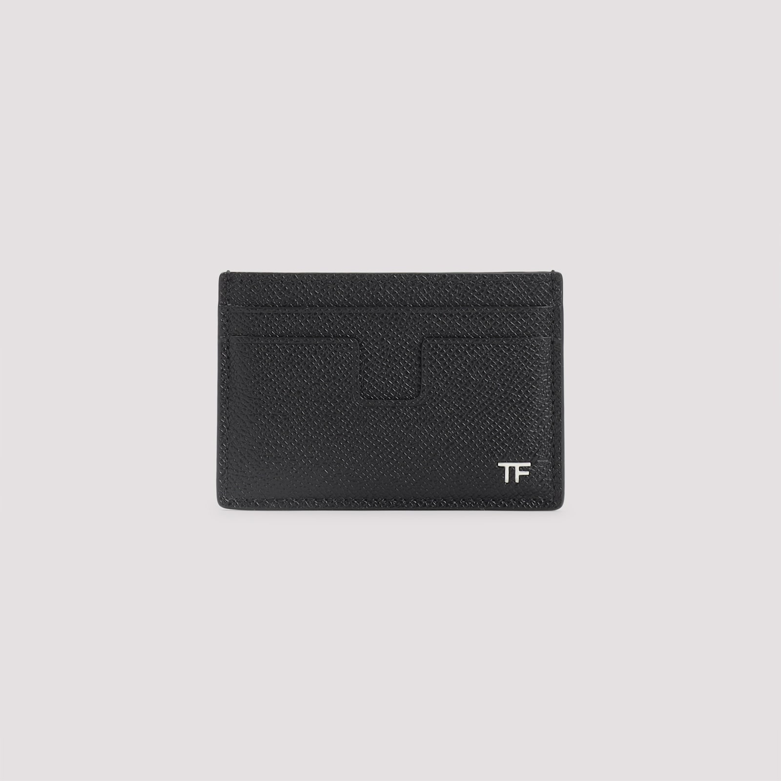 Tom Ford Black Calf Leather Card Holder In Black