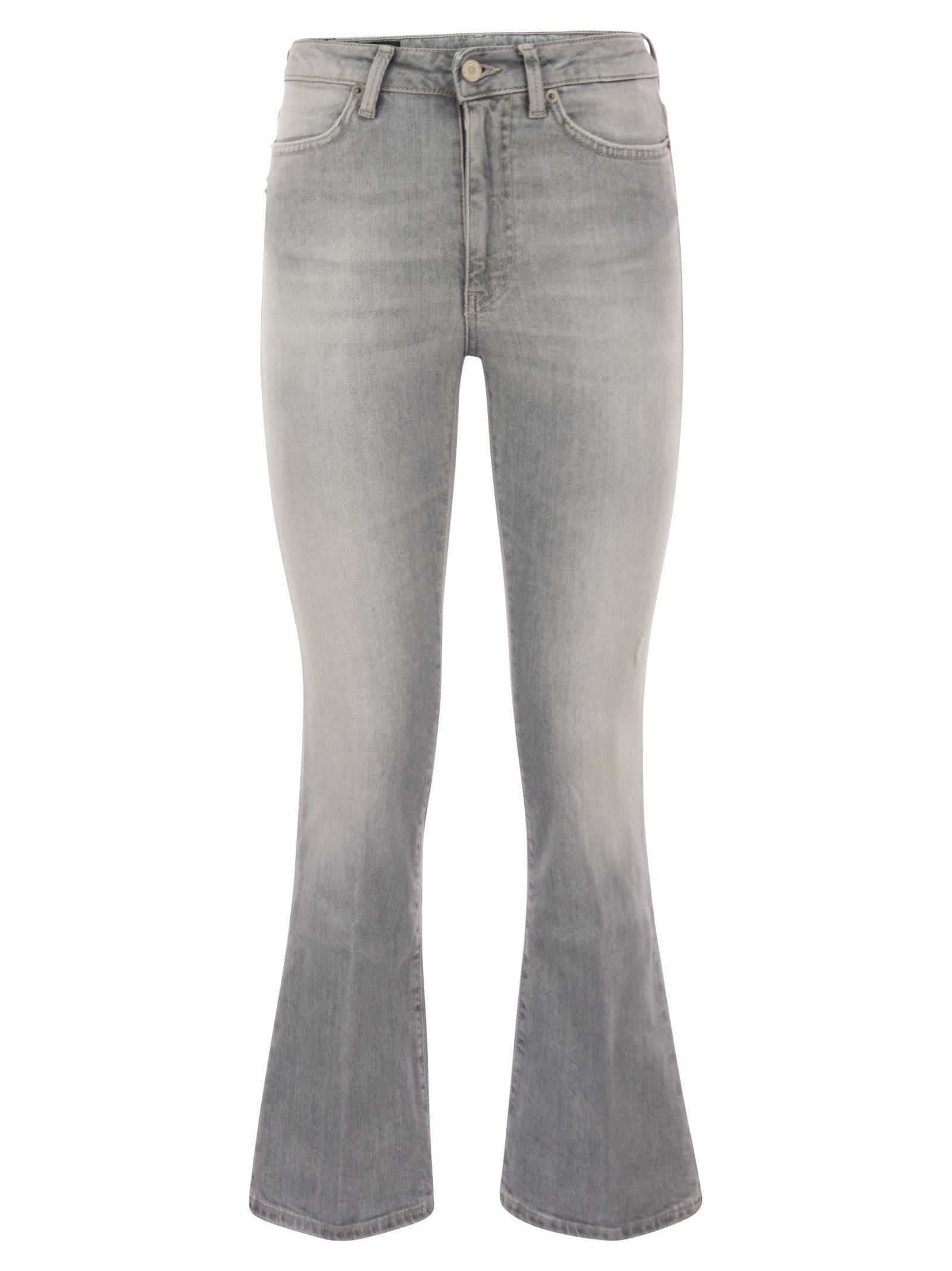 Shop Dondup Mandy - Super Skinny Bootcut Jeans In Stretch Denim In Grey