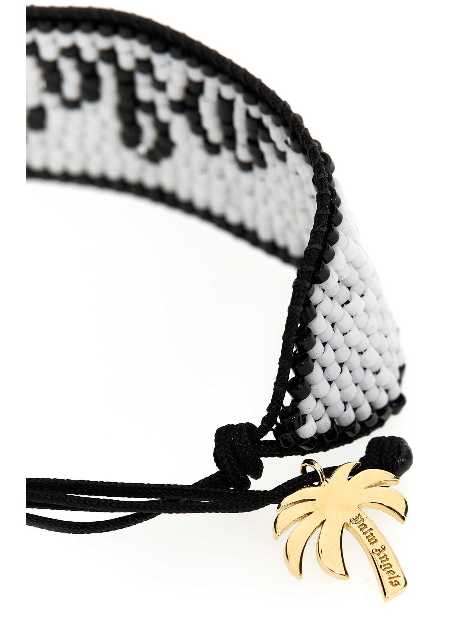 Shop Palm Angels Palm Beads Bracelet In White/black