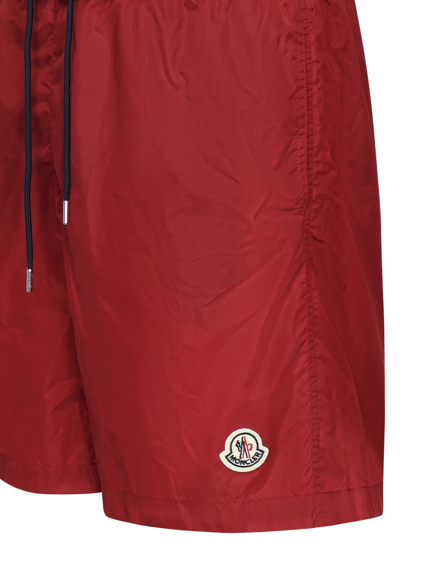 Moncler Nylon Logo Swim Shorts In Red