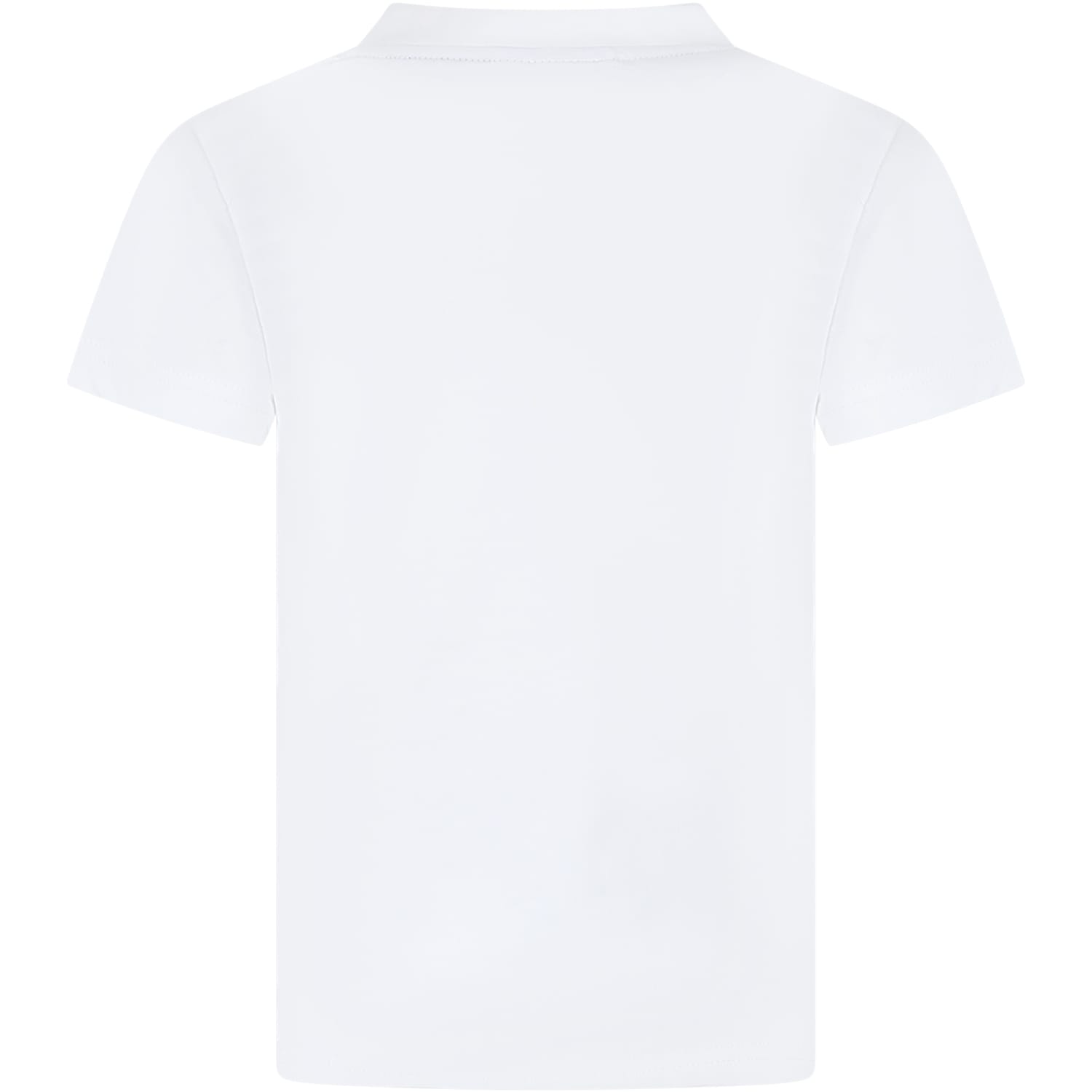 Shop Lacoste T-shirt Bianca Per Bambino Con Patch Logo Iconico In White