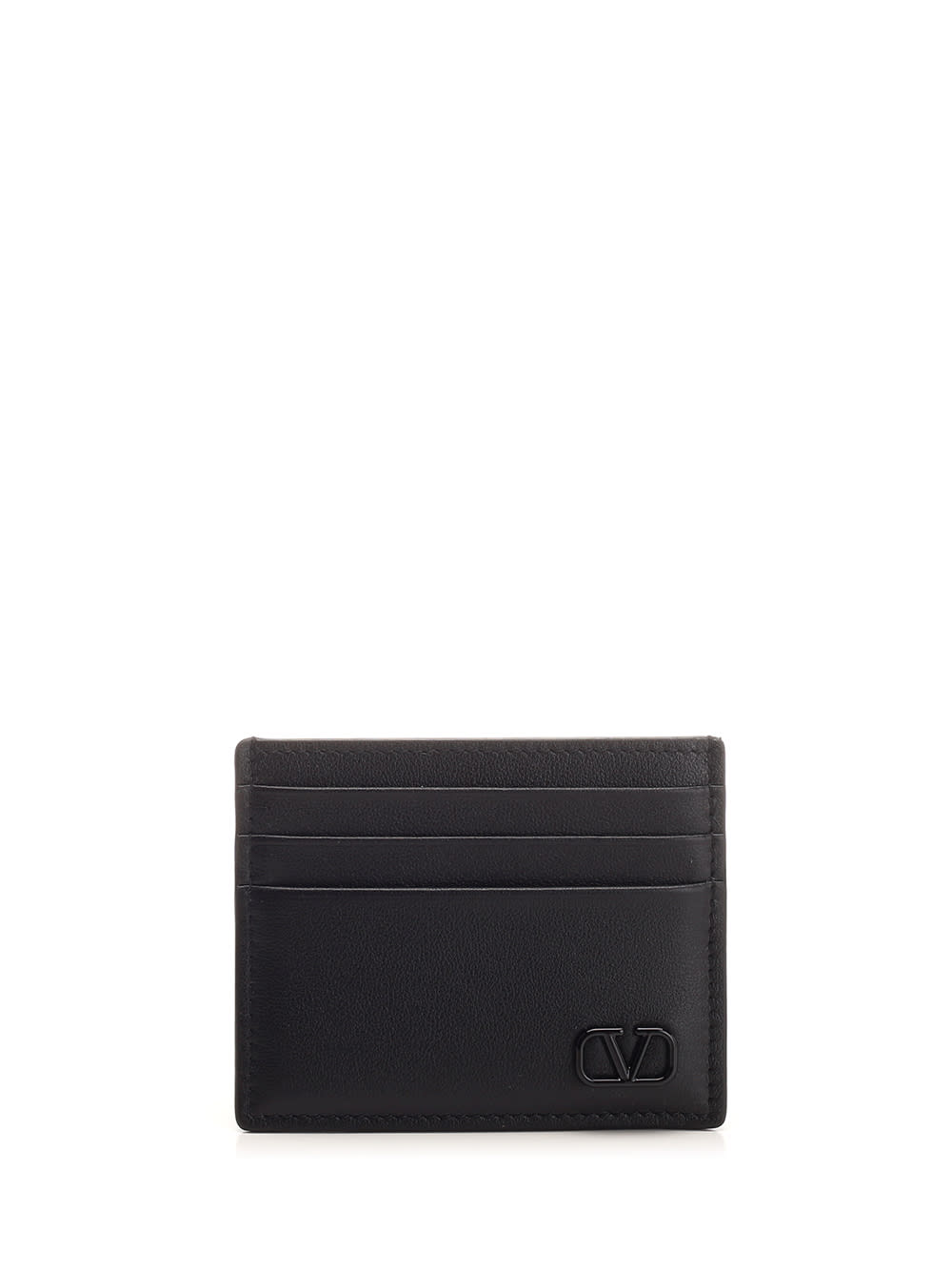 Shop Valentino Black Vlogo Card Holder In Nero