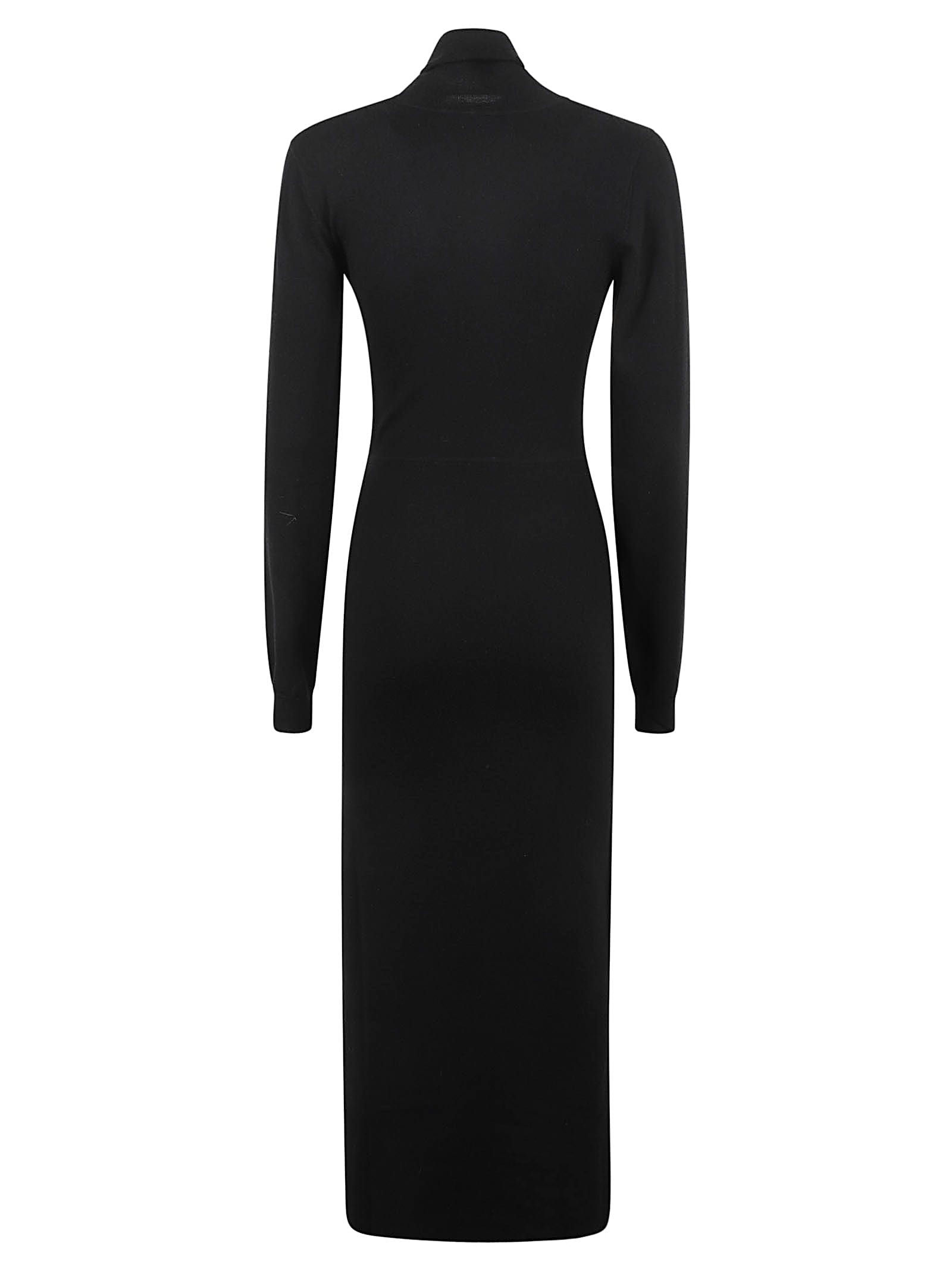 Shop P.a.r.o.s.h Turtleneck Long Dress In Black