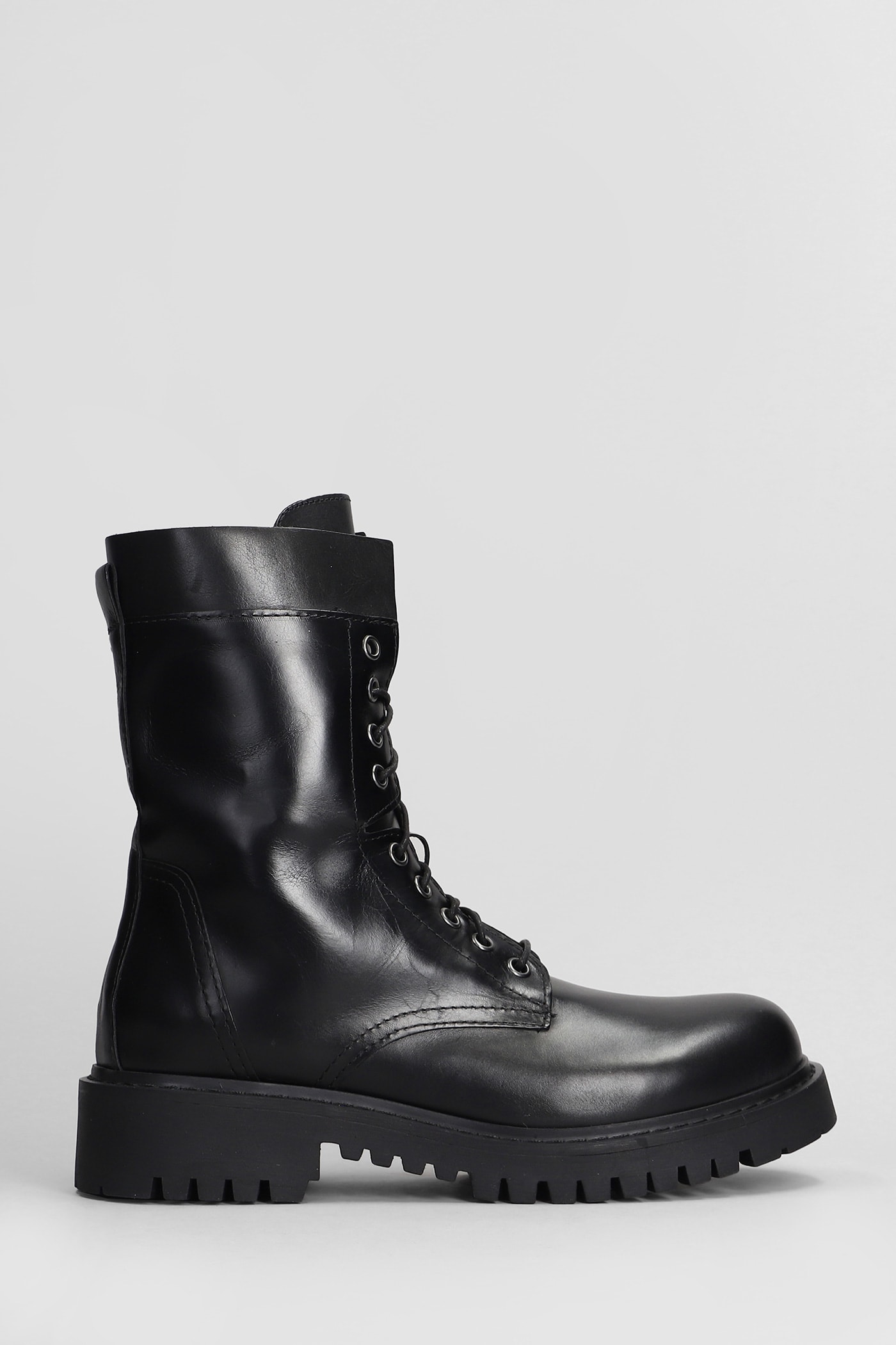 Combat Boots In Black Leather