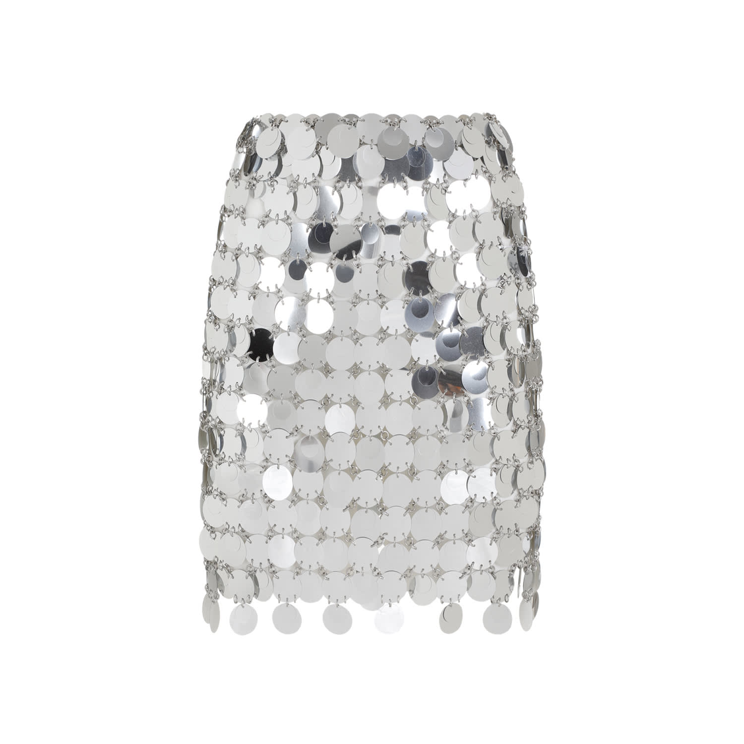 Shop Rabanne Round Sequin Mini Skirt In Silver