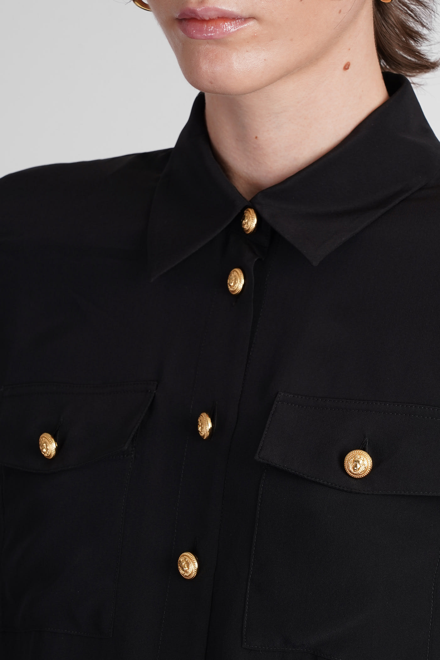 Shop Balmain Shirt In Black Silk