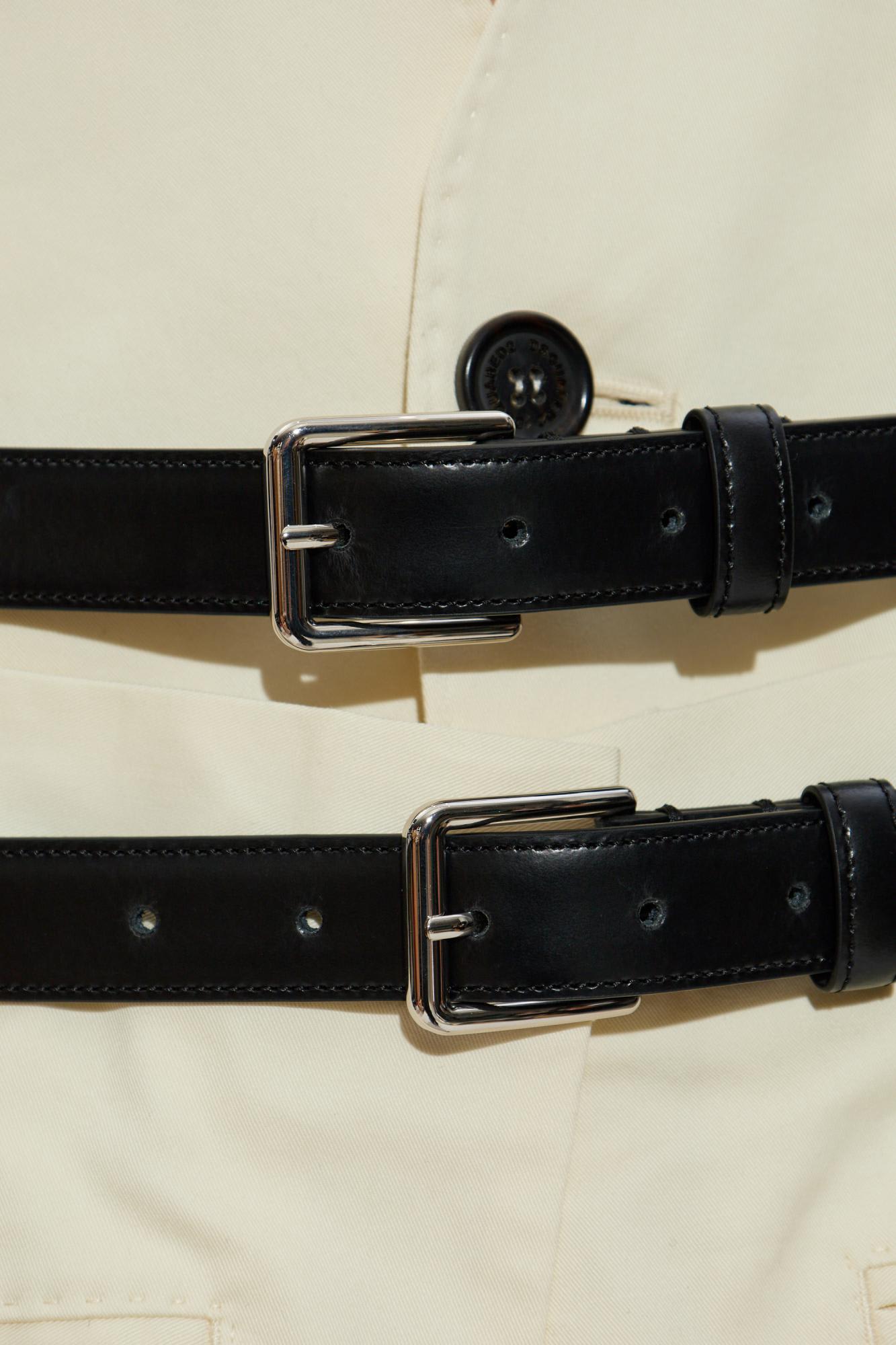 Dsquared2 Double-breasted Coat Featuring Belt Detail In Neutral