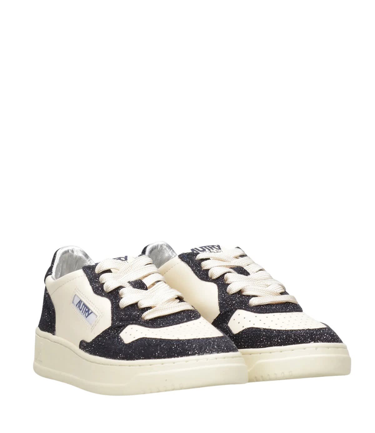 Autry Beige And Blue Leather Medalist Low Sneakers In Neutral