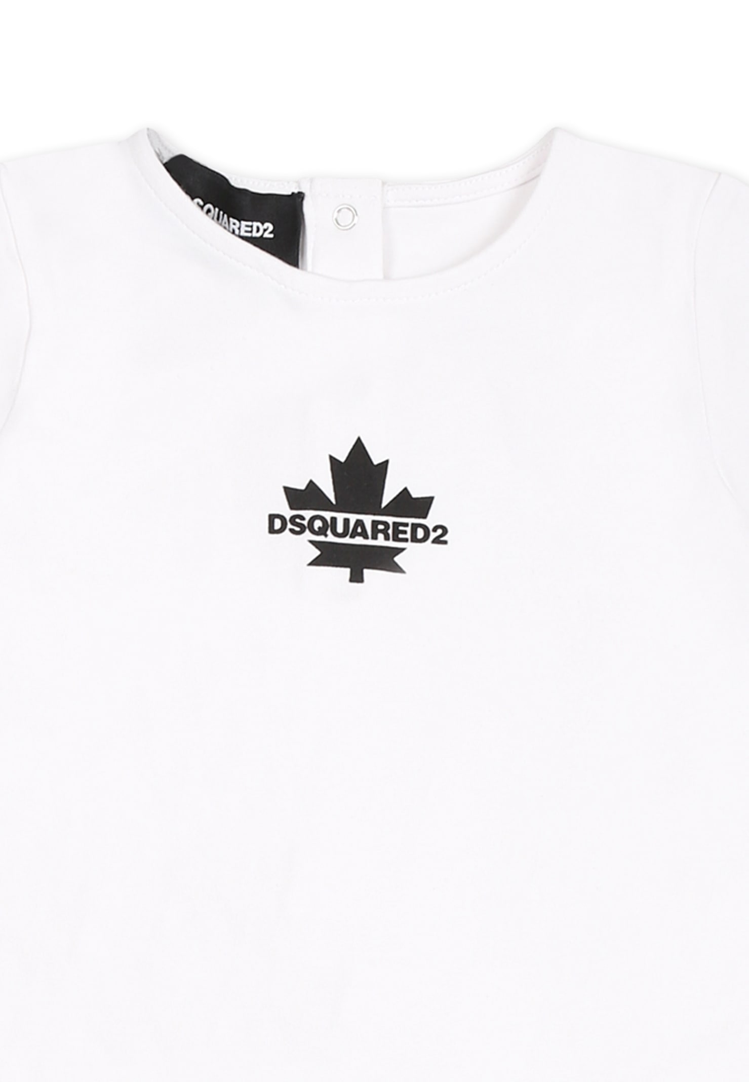 Dsquared2 White Romper For Baby Boy With Black Logo In White