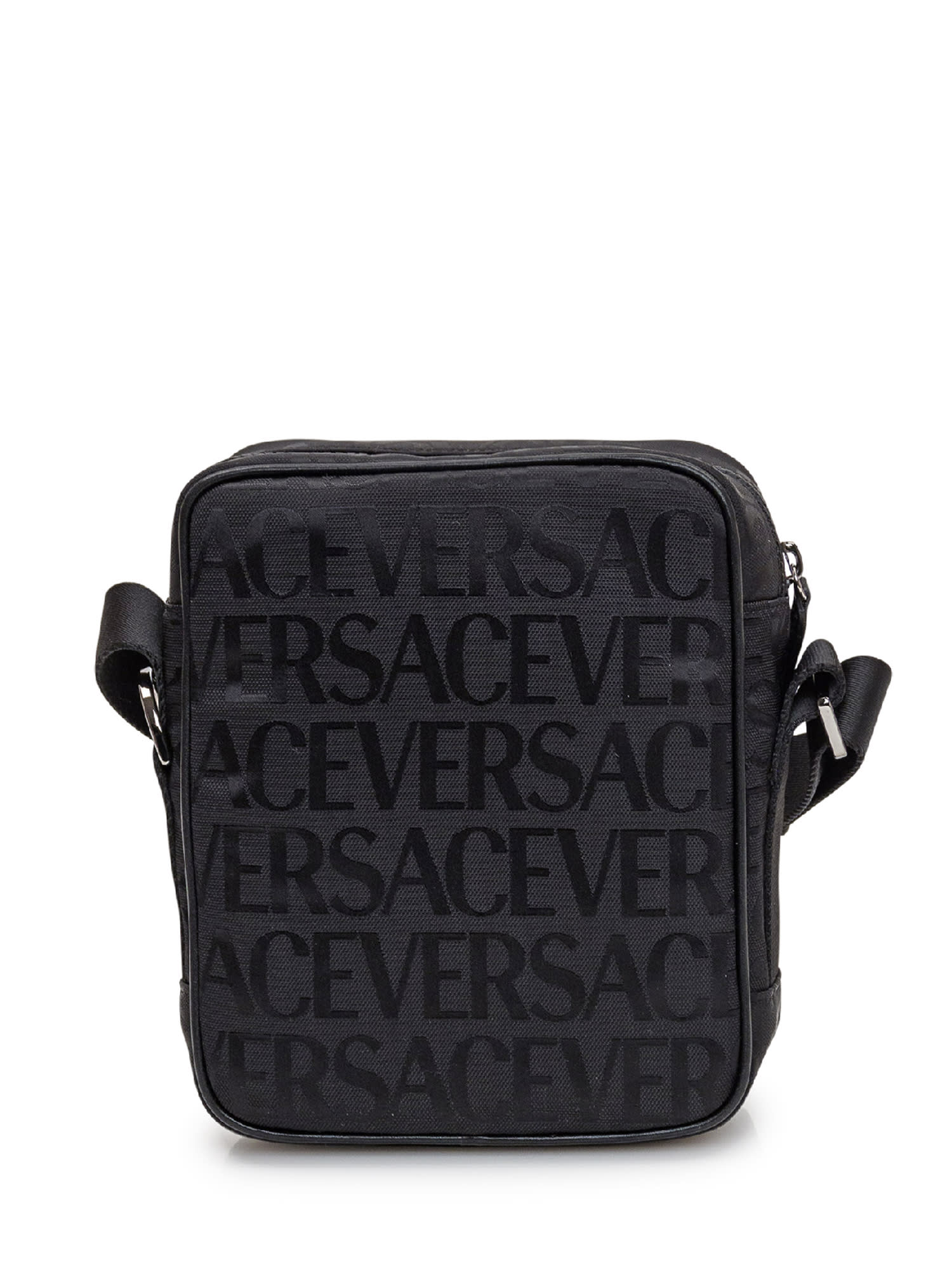 Shop Versace Crossbody Bag With Logo In Black