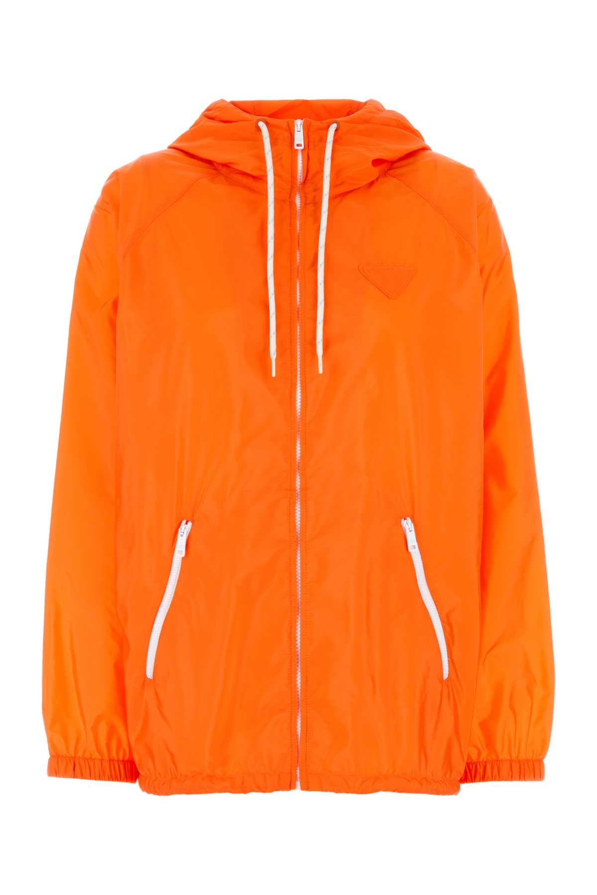Shop Prada Orange Re-nylon Windbreaker In Arancio