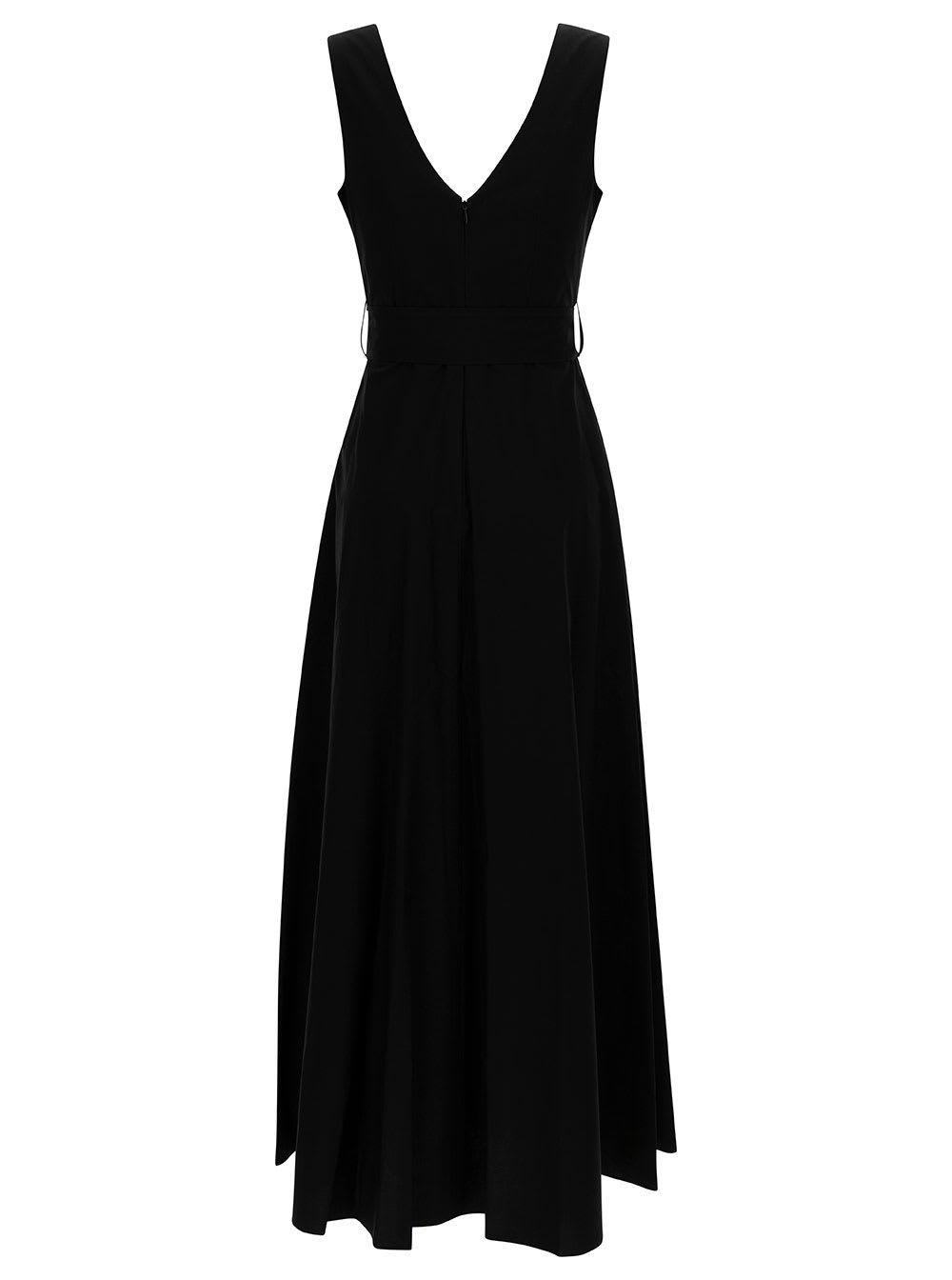 Shop P.a.r.o.s.h Long Black Dress With Knot Detail In Cotton Woman