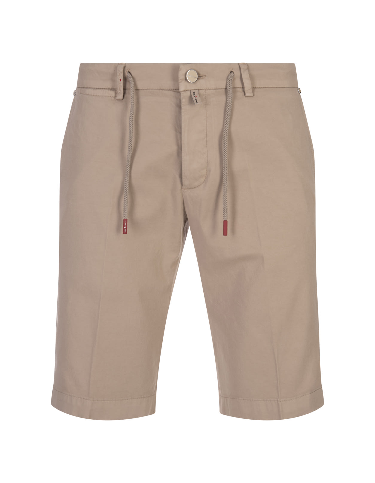 Shop Kiton Beige Bermuda Shorts With Drawstring In Brown