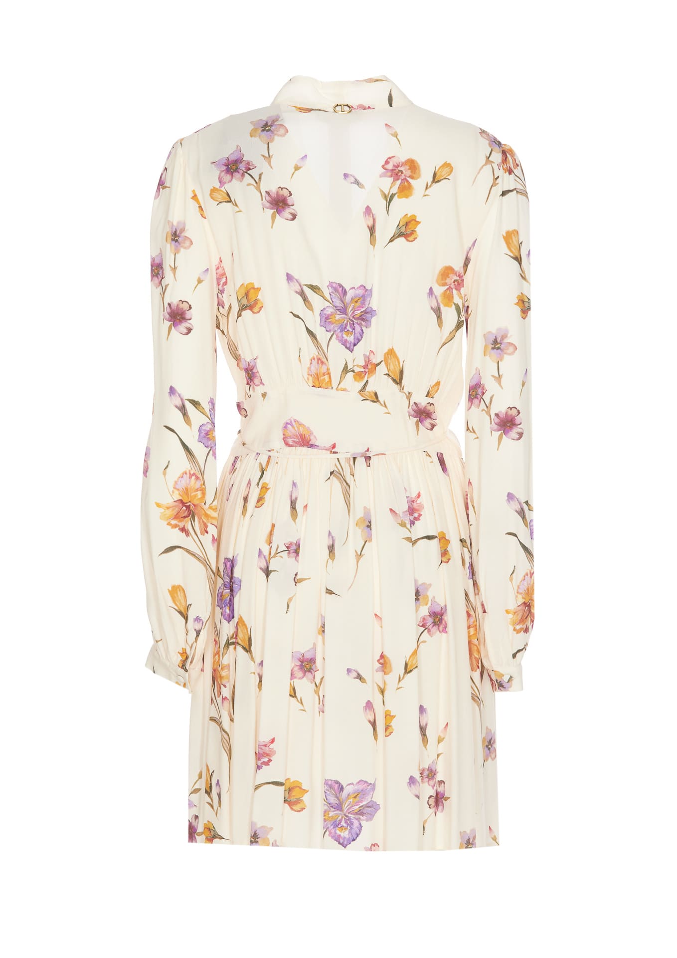 Twinset Twin-set Neutrals Floral Print Mini Dress In Multicolour