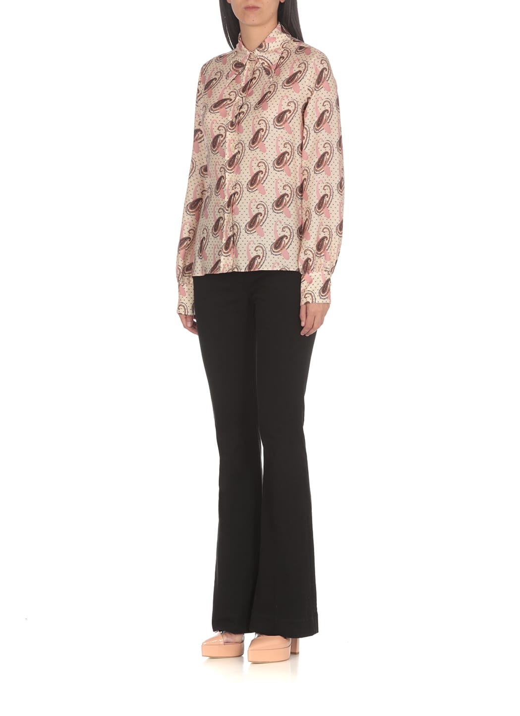 Etro Paisley Printed Silk Charmeuse Shirt In Pink