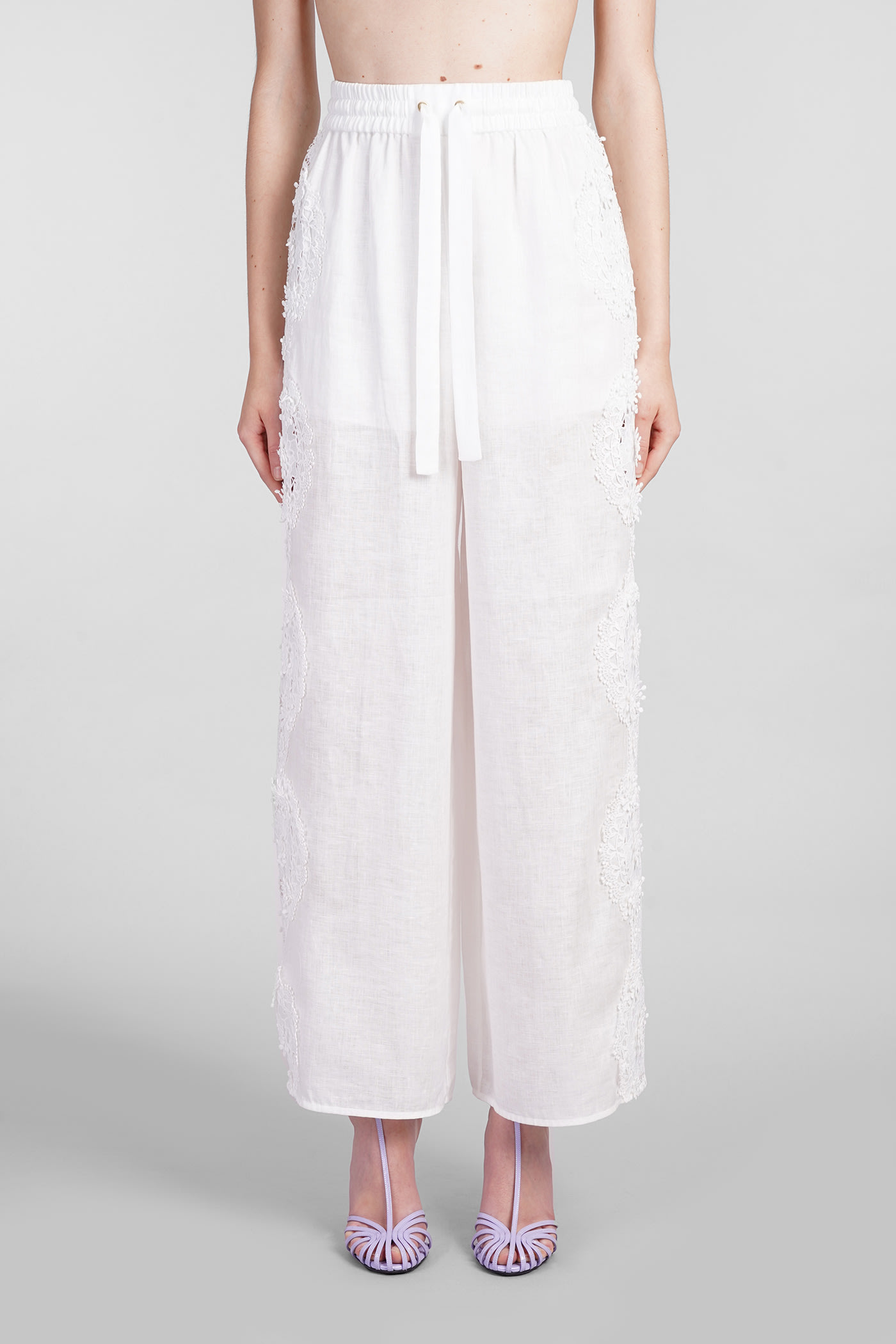 Shop Zimmermann Pants In White Linen