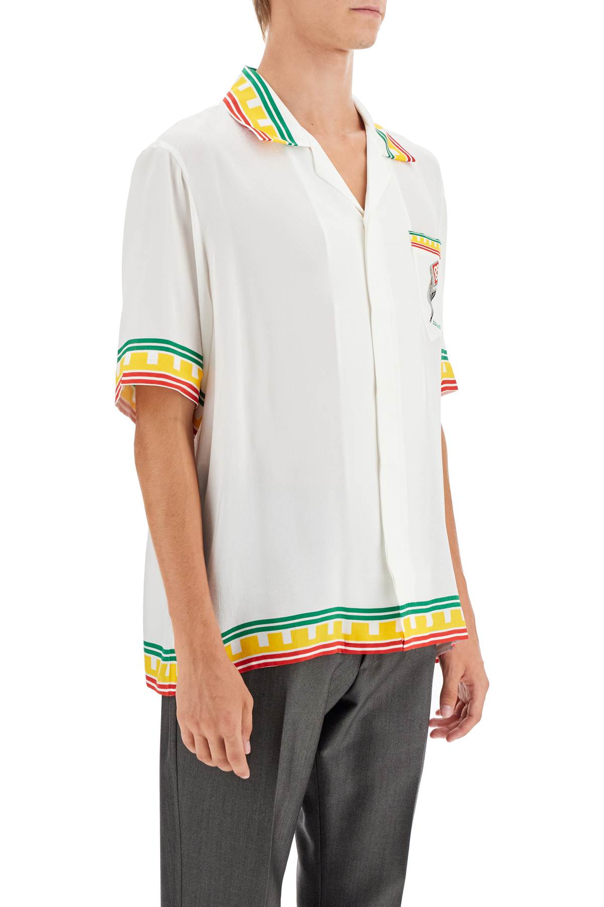 Shop Casablanca Silk Leaning Column Shirt In Leaning Column (white)