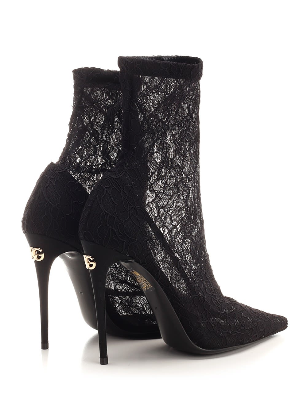 Shop Dolce & Gabbana Lace Ankle Boot In Nero