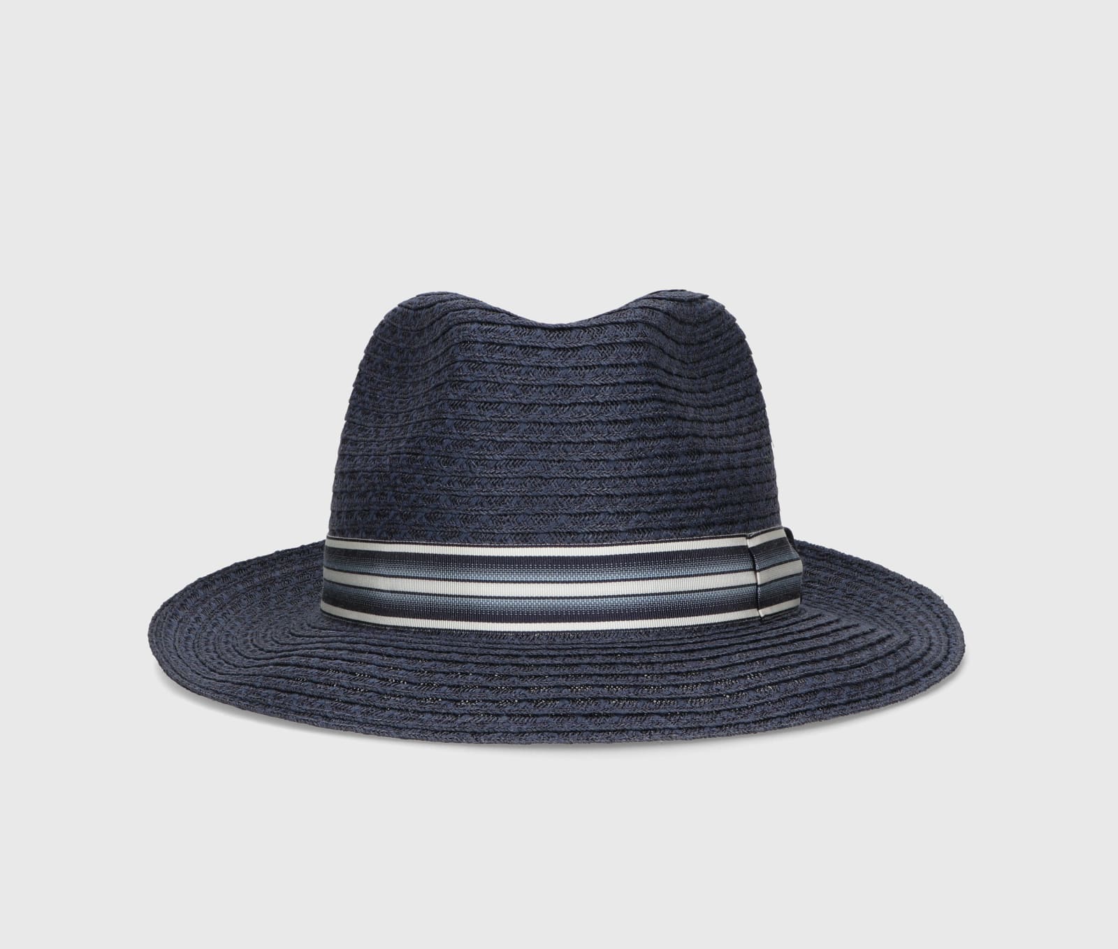 Shop Borsalino Edward Braided Cotton Hemp In Navy Blue, Blue/white Hat Band