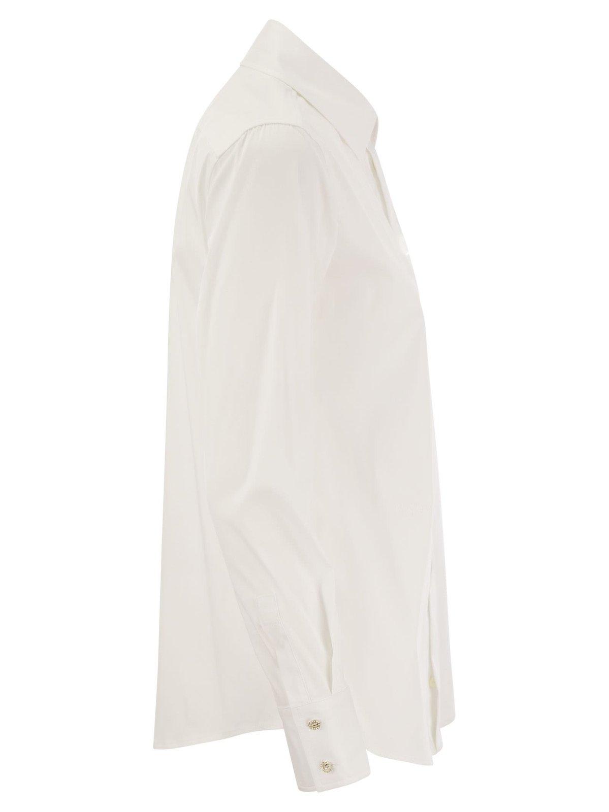 Shop Max Mara Buttoned Long-sleeved Shirt In Bianco