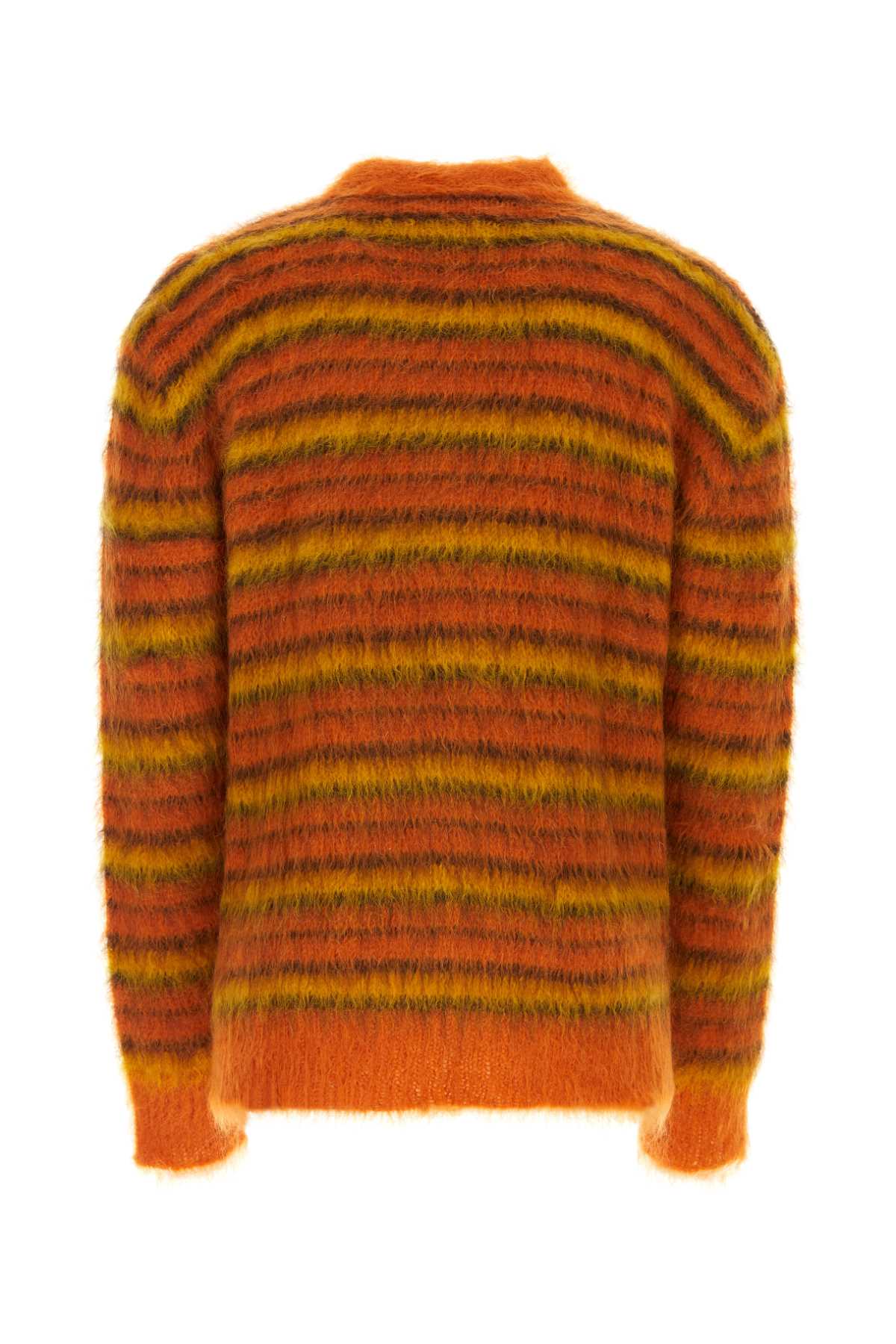 Shop Marni Embroidered Mohair Blend Fuzzy-wuzzy Cardigan In Lobster
