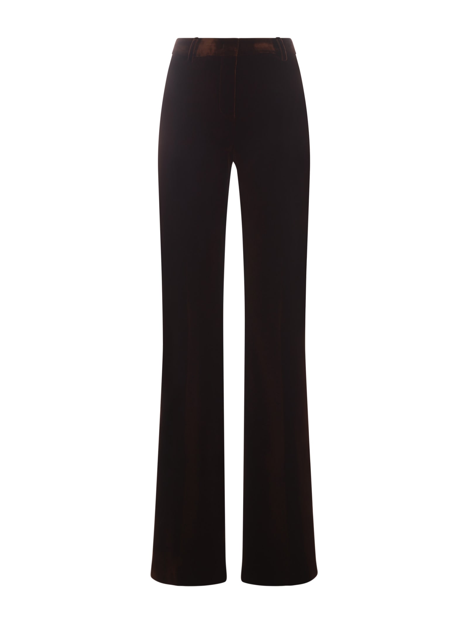 Shop Etro Trousers  In Cotton Velvet In Brown