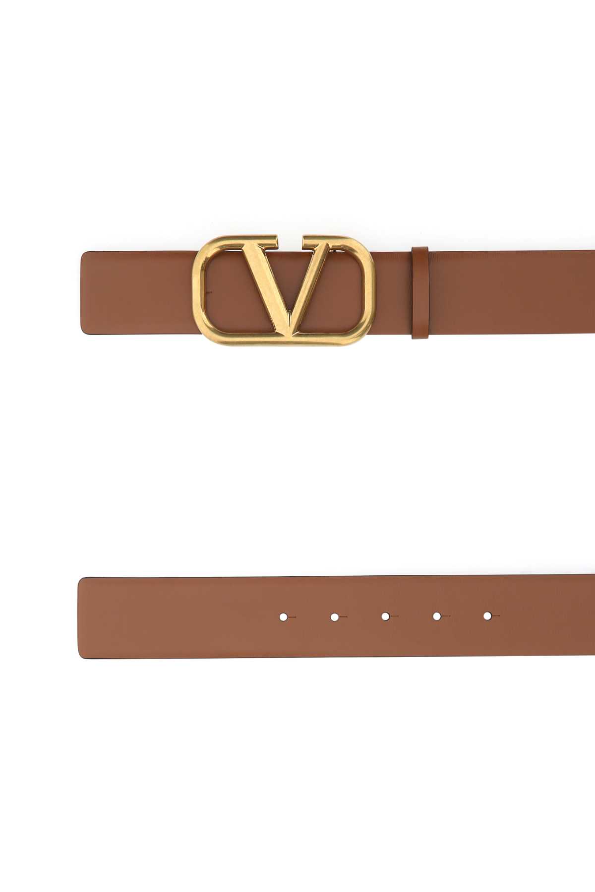 Shop Valentino Brown Leather Vlogo Belt In Hg5