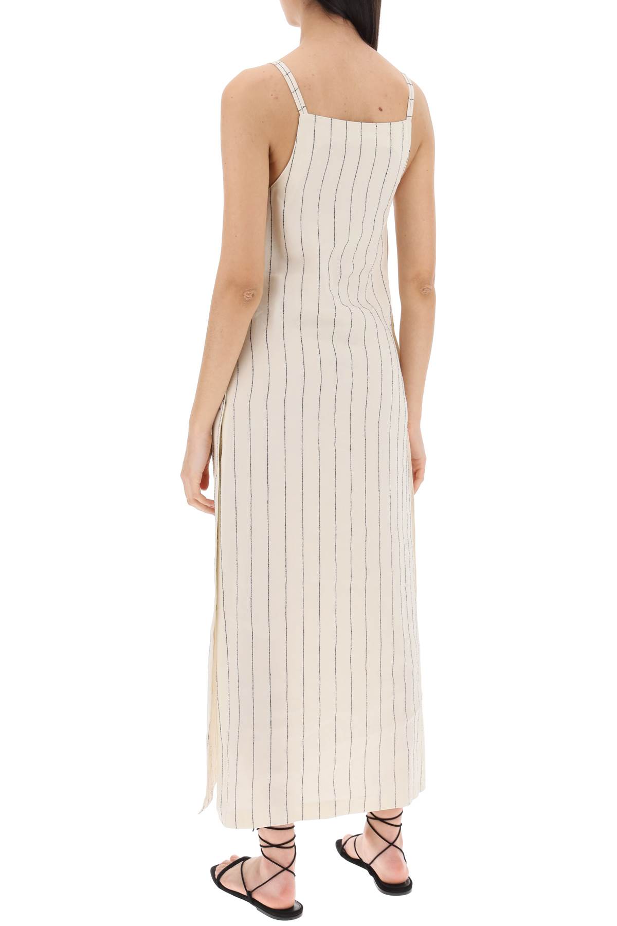 Shop Loulou Studio Striped Sleeveless Dress Et In Ivory Black (white)