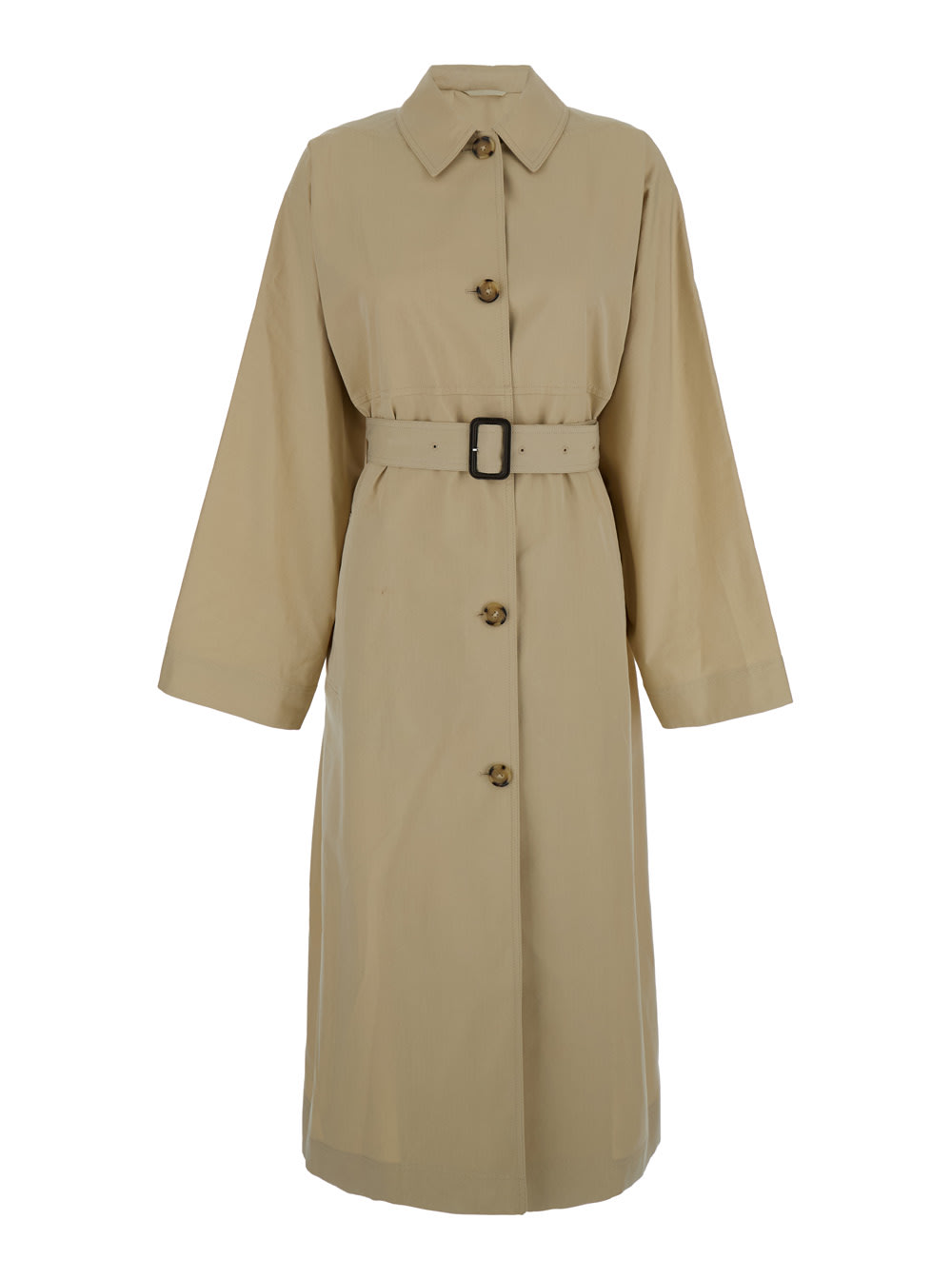 Shop Totême Beige Trench Coat With Matching Belt In Cotton Blend Woman
