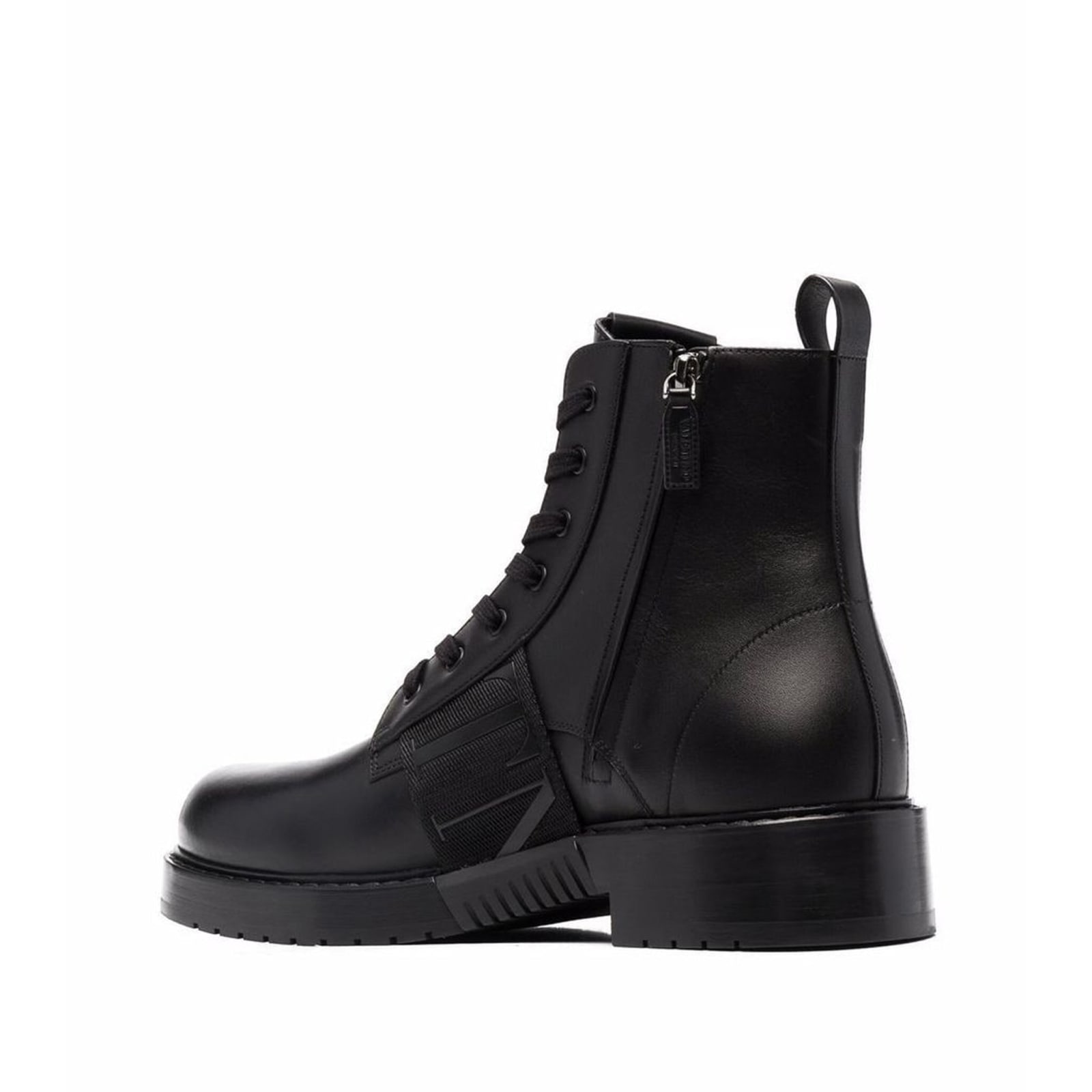 Shop Valentino Garavani Leather Logo Boots In Black