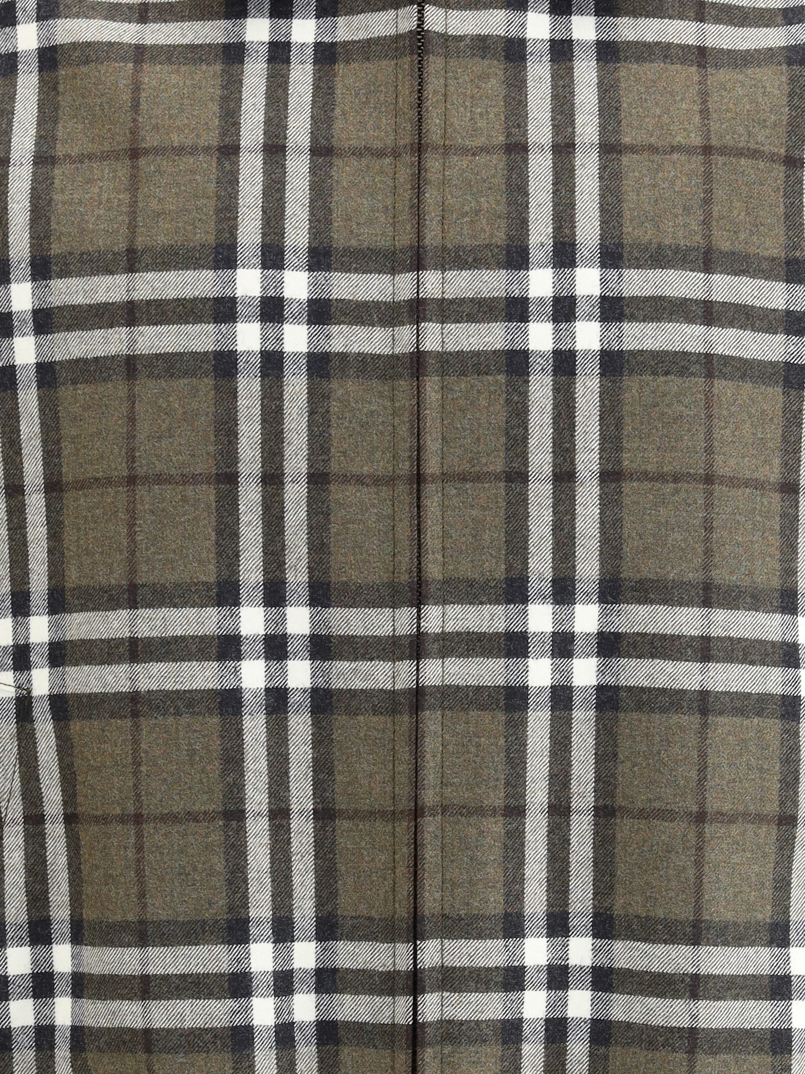 Burberry Men Check Pattern Wool Harrington Jacket In Green