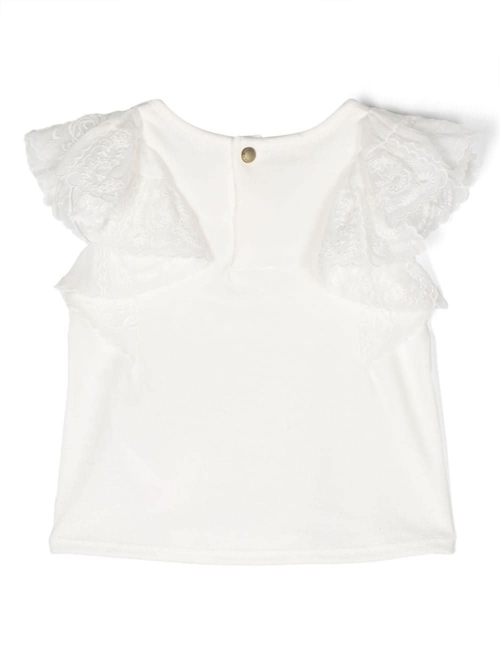 Shop Chloé White T-shirt With Flutter Ruched Sleeves In Cotton Girl
