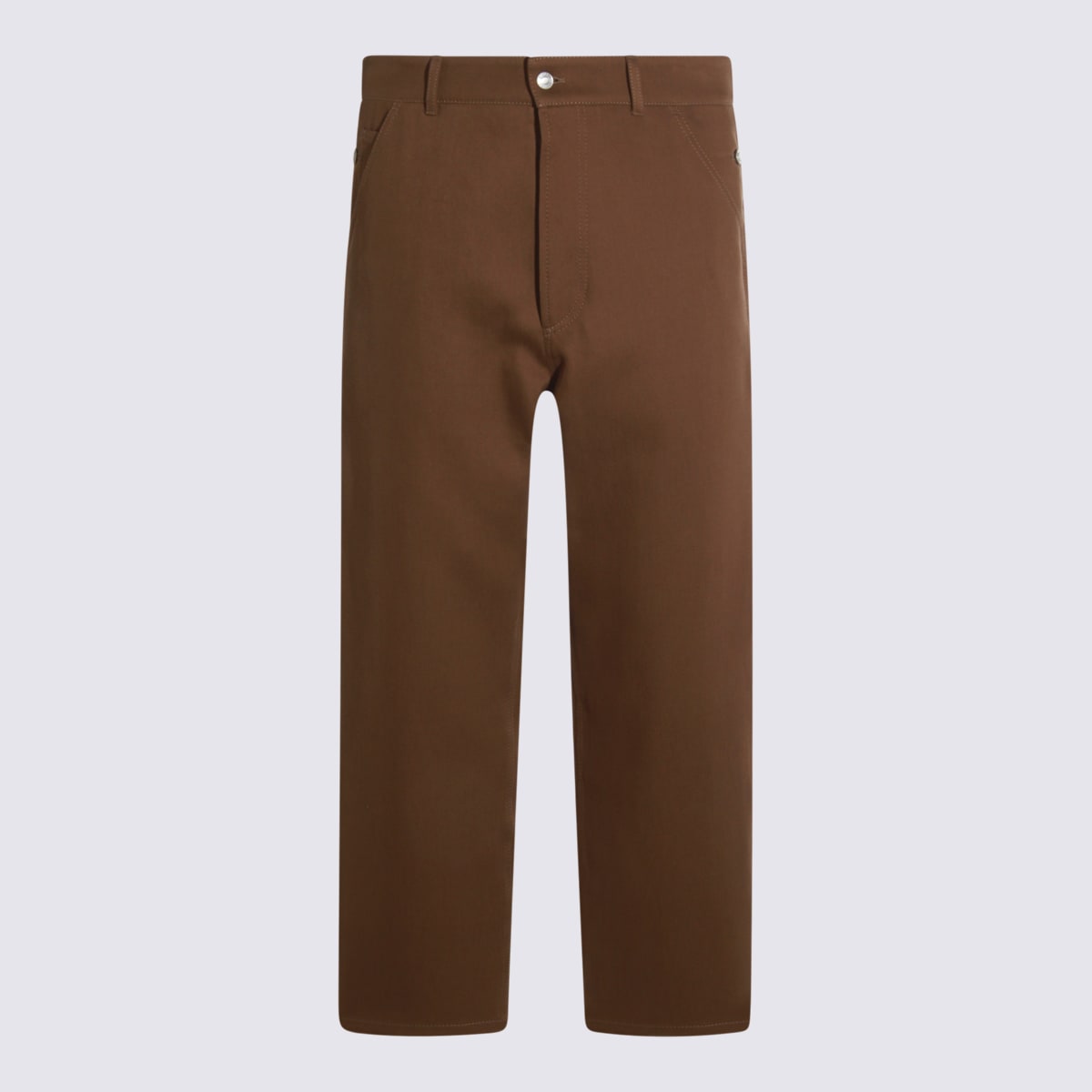 Moschino Straight-leg Tricot Pants With Utilitarian Details In Brown