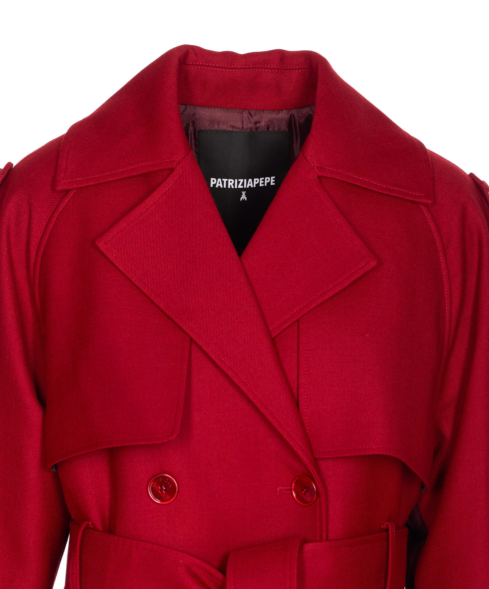 Patrizia Pepe Double-breasted Wool Trench Coat In Red