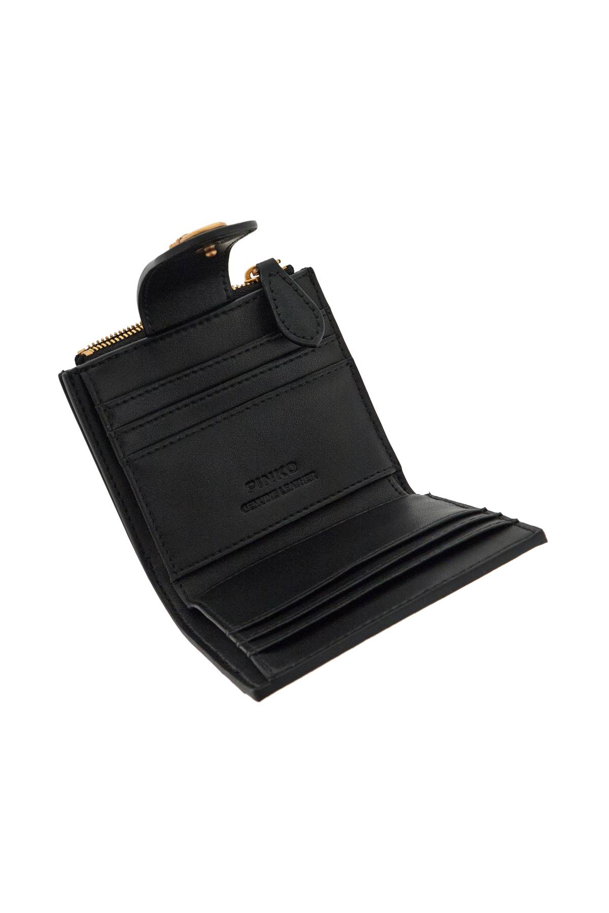 Pinko Compact Leather Wallet In Black