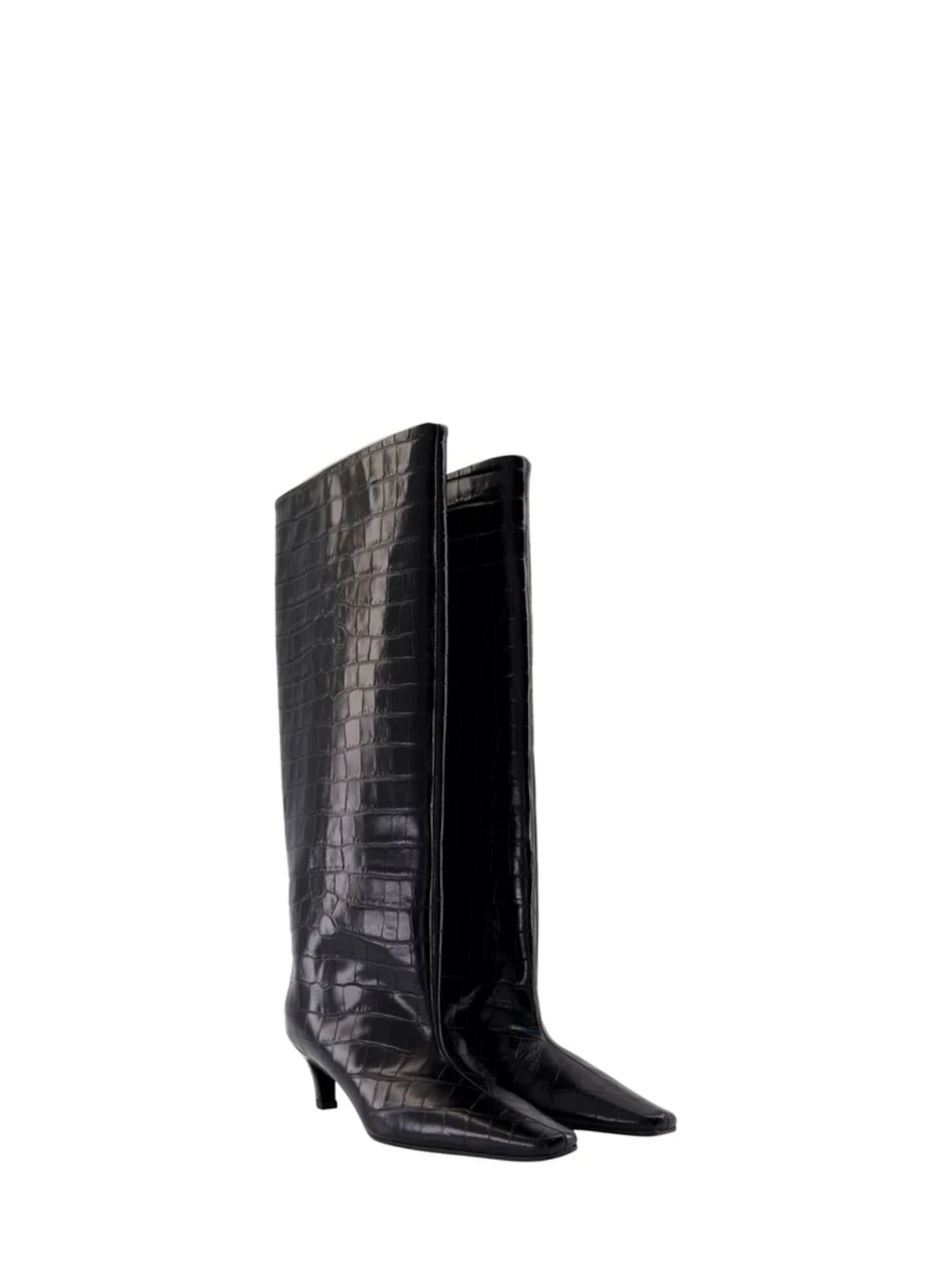 Totême Brown Crocodile-embossed Leather Boots In Multi