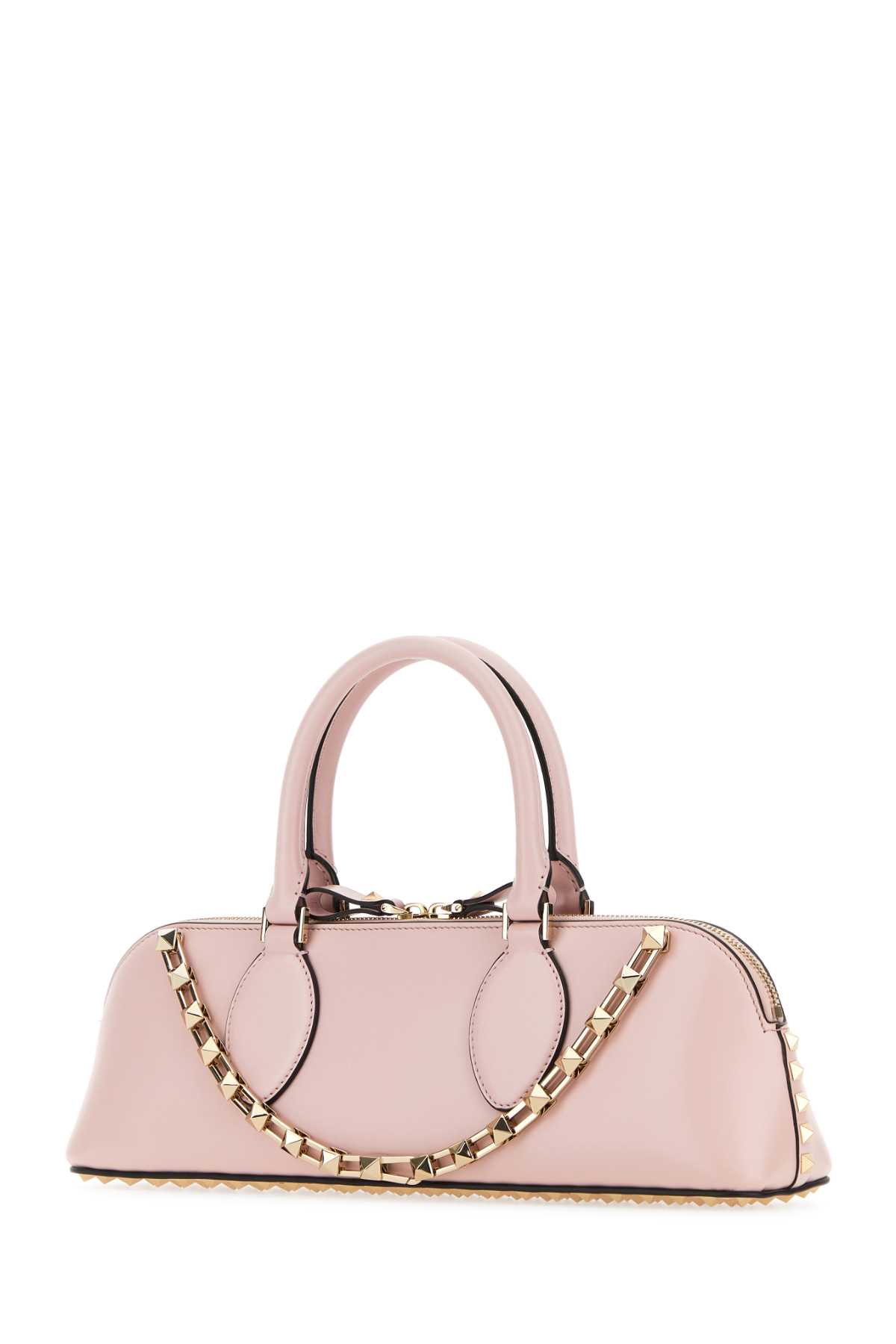 Shop Valentino Pastel Pink Leather Rockstud East-west Handbag In Rosequartz
