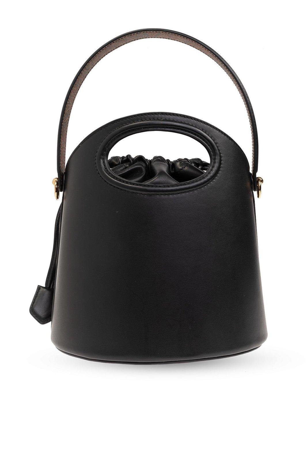 Shop Etro Saturno Medium Drawstring Bucket Bag In Black