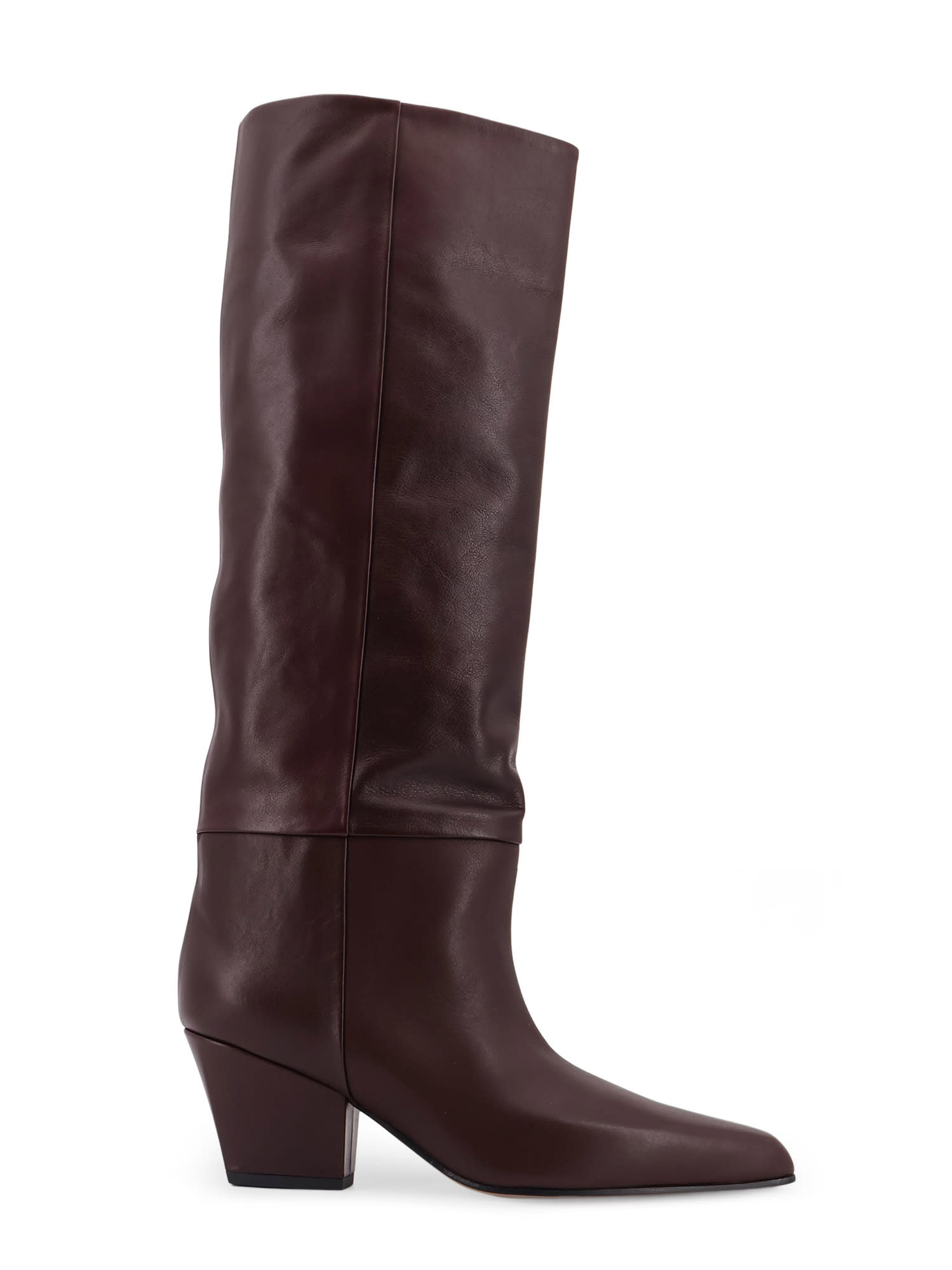 Paris Texas Leather Knee-high Block Heel Boot In Brown