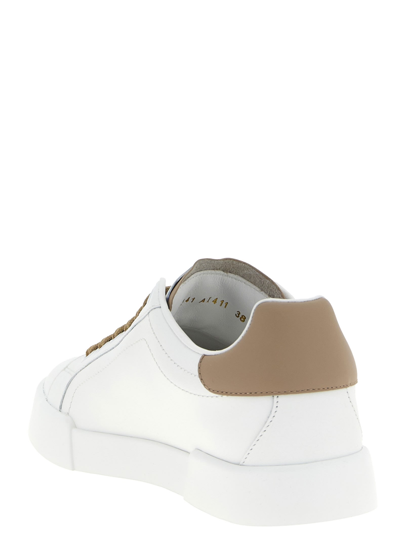 Dolce & Gabbana Black And Beige Low Top Sneakers With Logo Patch On The Side And Logo Lettering On The Tongue In Lea In Multi
